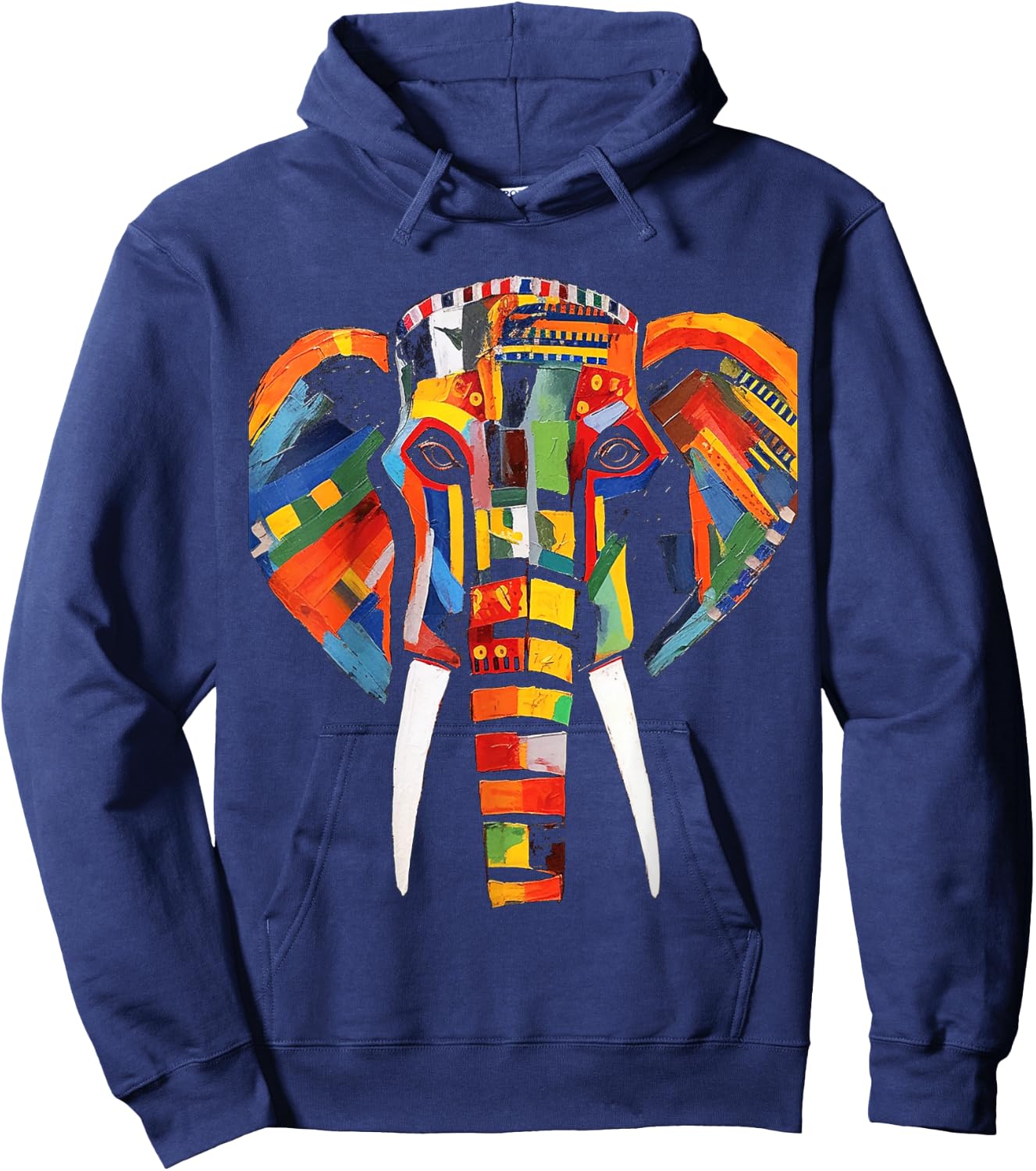 Elephant Colourful Artwork - Animal Motif Art Animal Elephant Hoodie - Hoodie | Navy