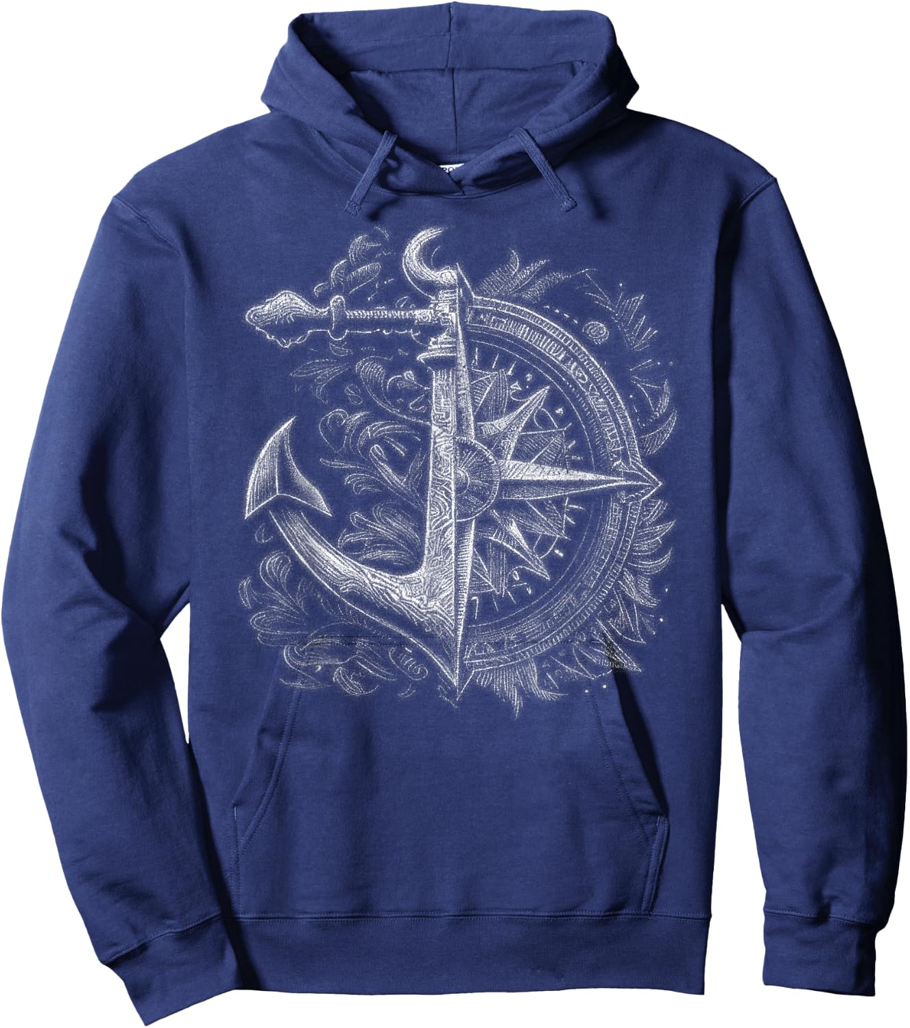 Compass and Anchor Boating Ocean sea Retro Vintage Sailor Hoodie - Hoodie | Navy