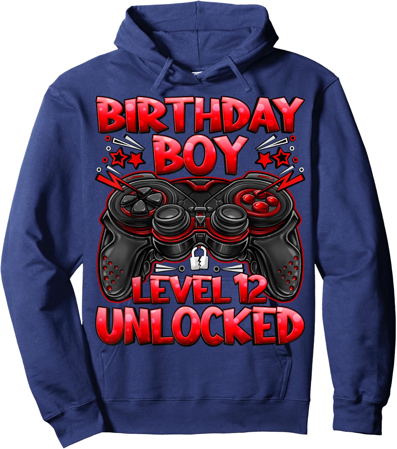 Birthday Boy Level 12 Unlocked 12th Birthday Gaming Gifts Hoodie - Hoodie | Navy