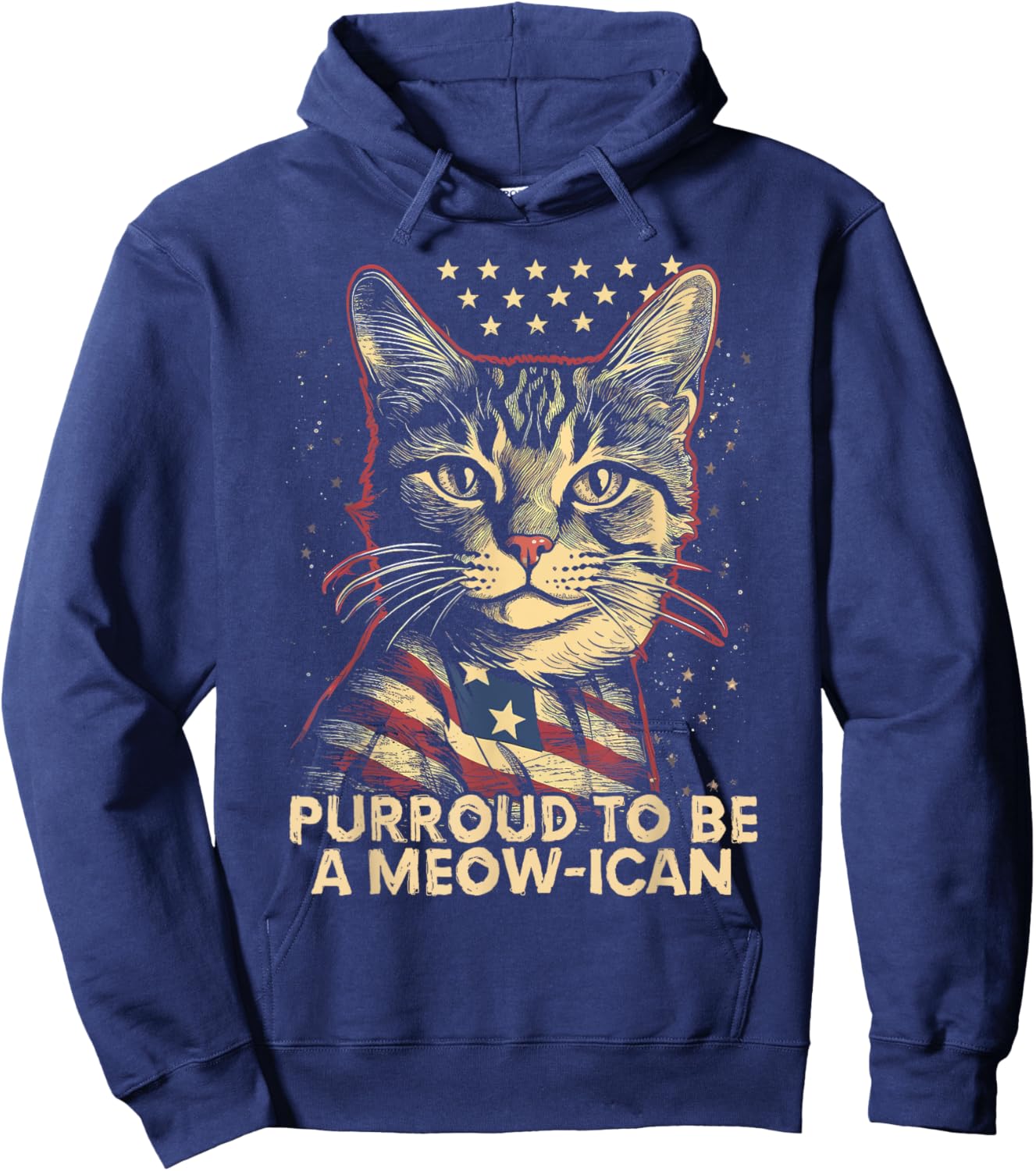 4th July Cat Lover, Purroud To Be A Meow-ican, American Cat Men Women Kids Hoodie - Hoodie | Navy