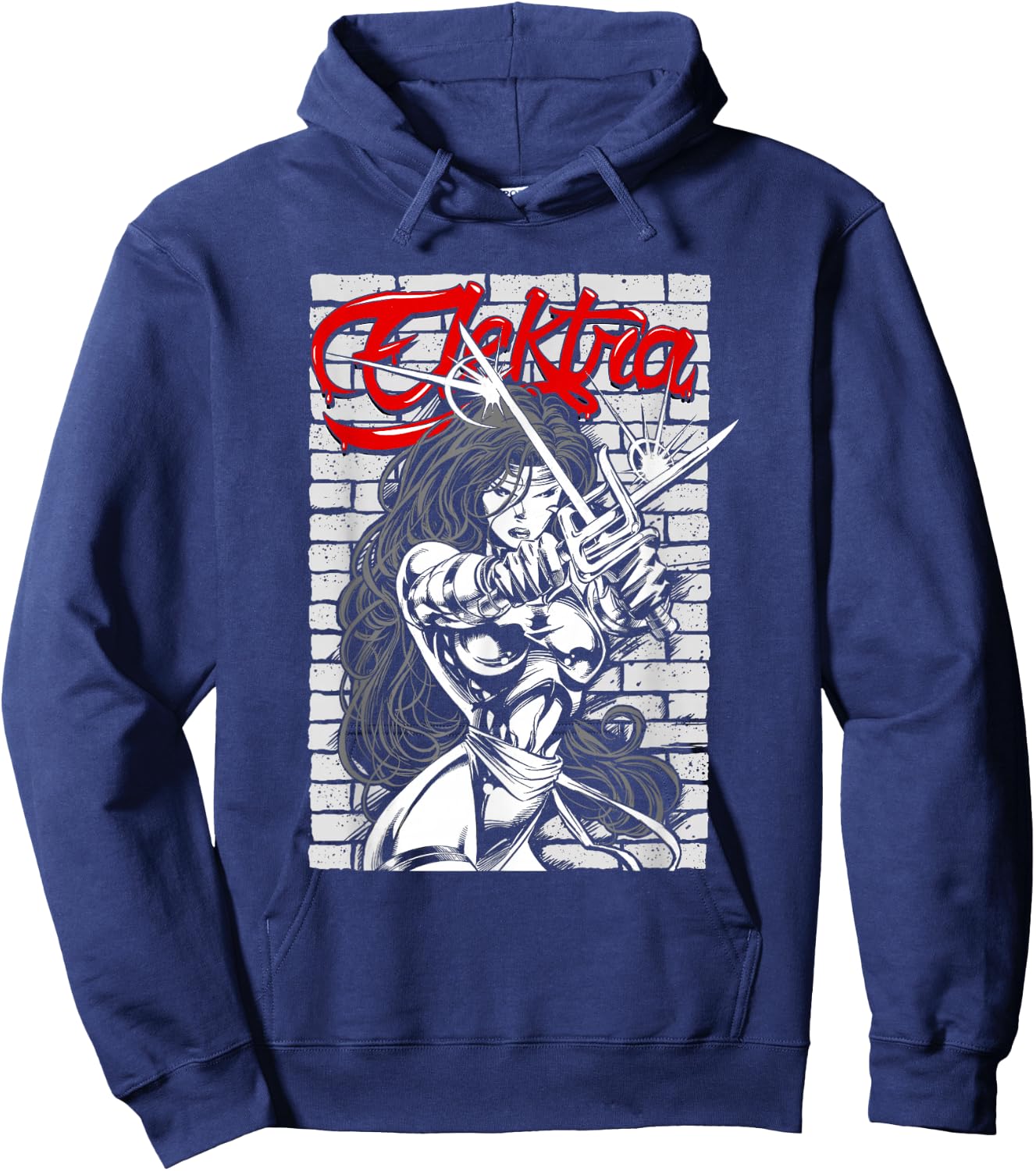 Marvel Comics Retro Classic Elektra Assassin Beauty Portrait Hoodie - Hoodie | Navy