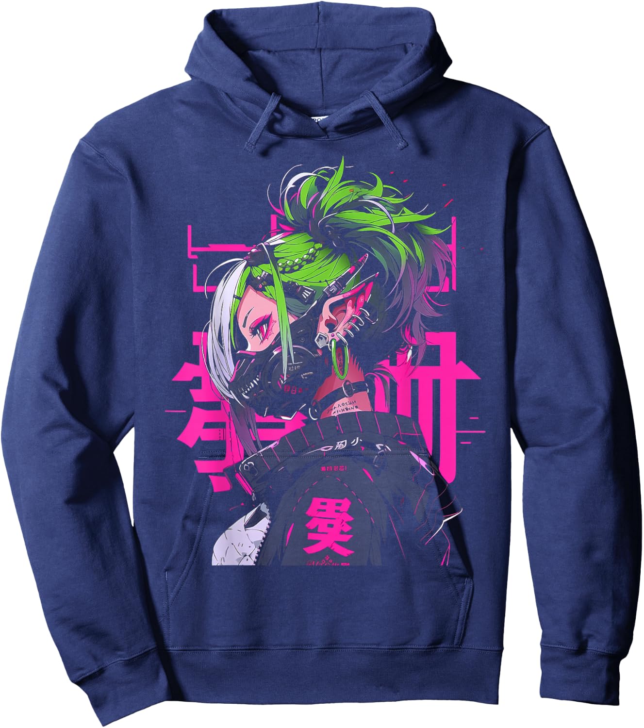 Anime Manga Cyberpunk Aesthetic Techwear Harajuku Hoodie - Hoodie | Navy