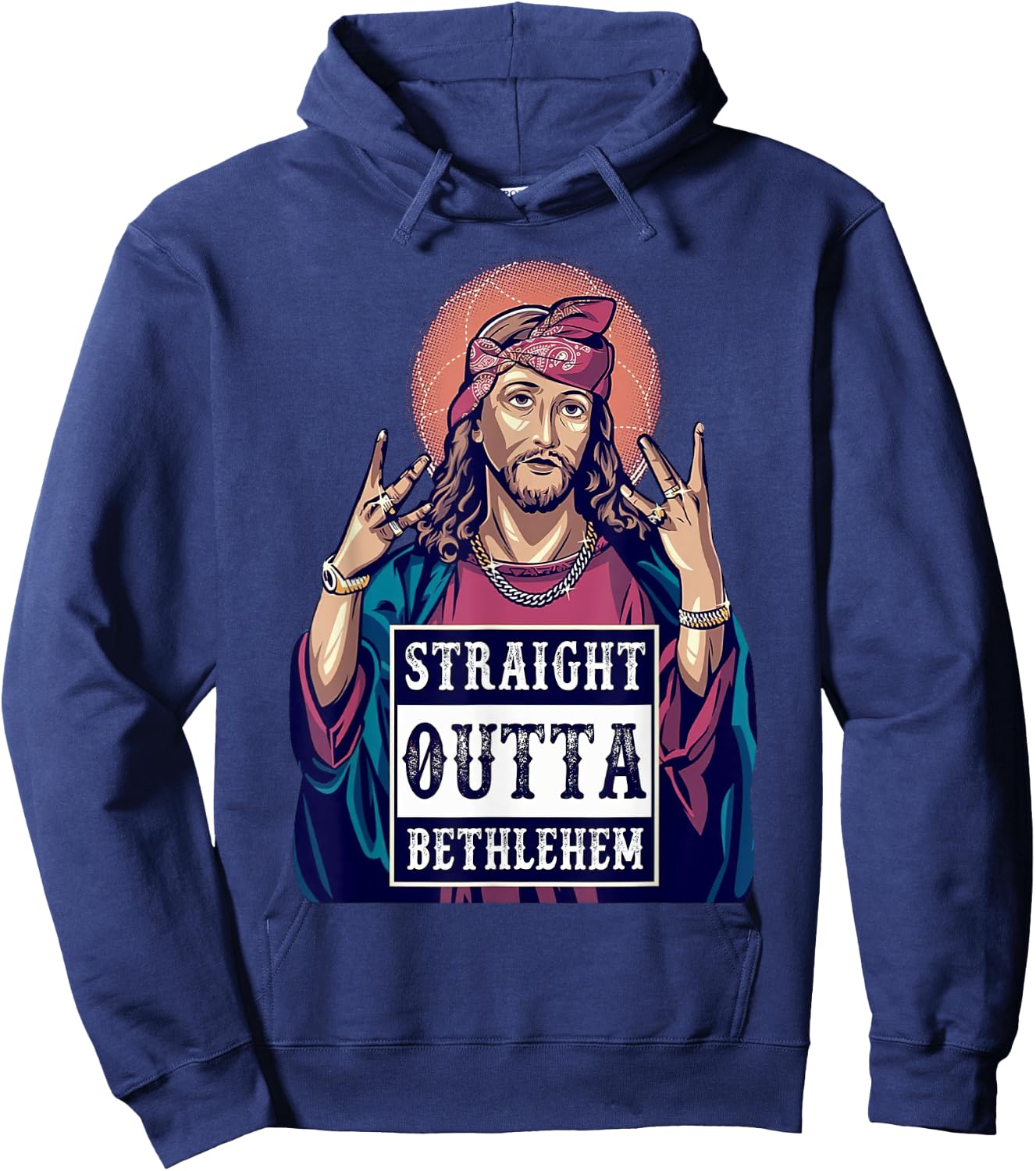 Funny Jesus Funny Christian Straight Outta Bethlehem Hoodie - Hoodie | Navy