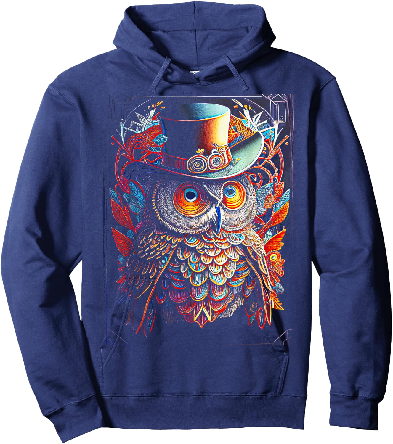 Owl Colorful Bird Art Owl Graphic Animal Owls Owl Hoodie - Hoodie | Navy