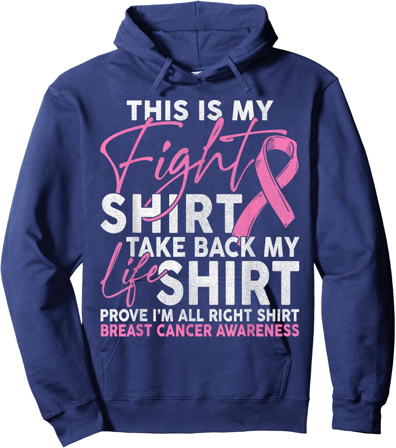 This Is My Fight Breast Cancer Fighter Pink Boxing Glove Hoodie - Hoodie | Navy