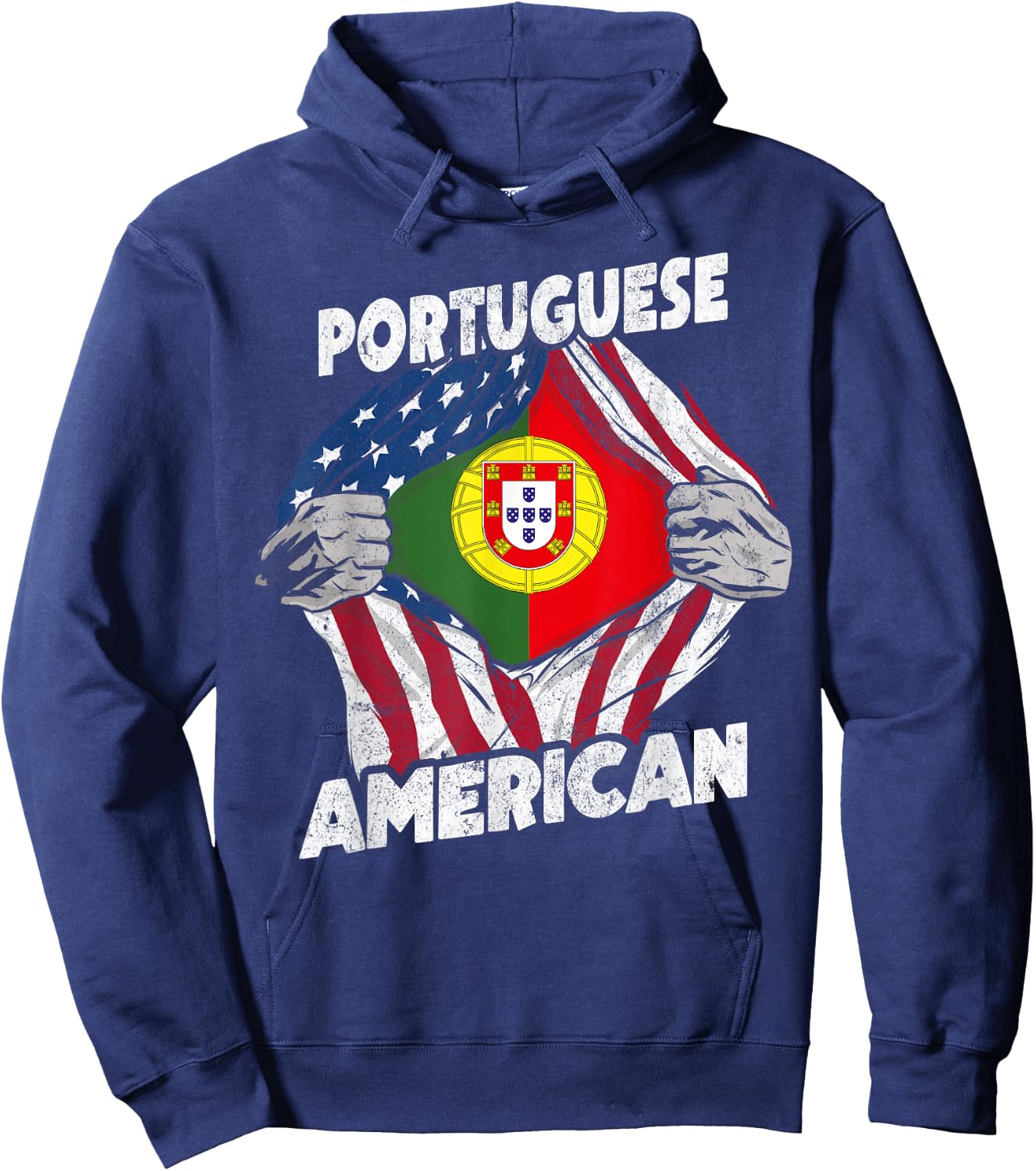 Portuguese And American Flag Portugal Proud Hoodie - Hoodie | Navy