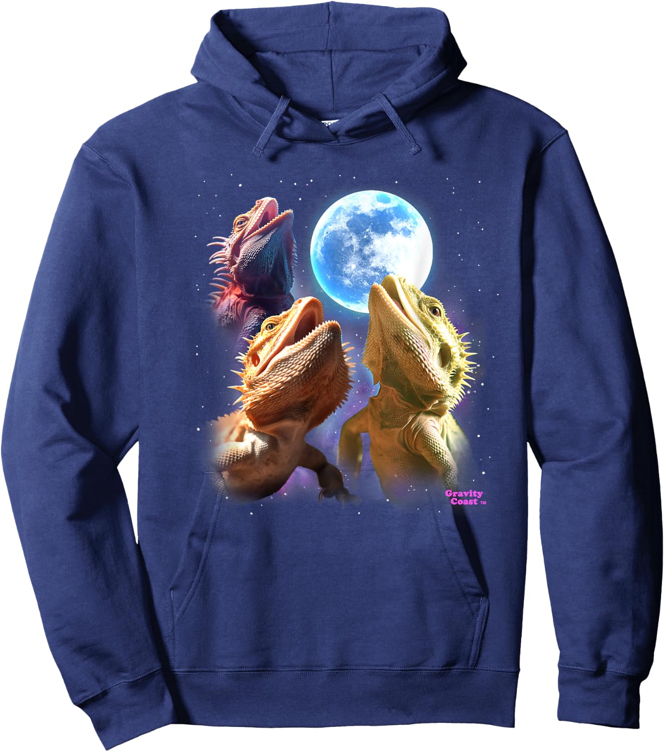 Bearded Dragon Shirts Lizards Howling at the Moon Beardies Hoodie - Hoodie | Navy