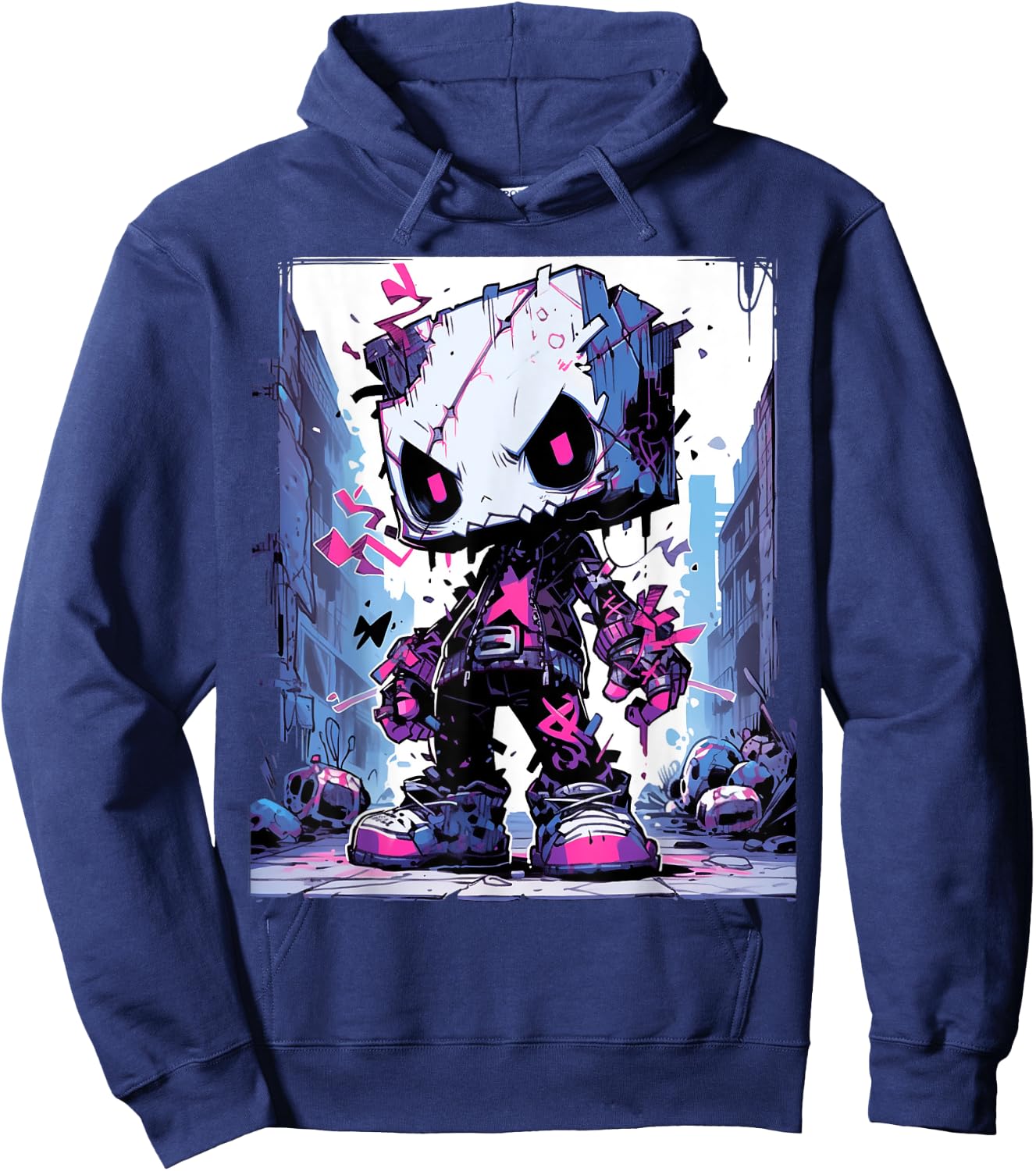 Funny Monster Cute Cartoon Comic Halloween Graffiti Anime Hoodie - Hoodie | Navy