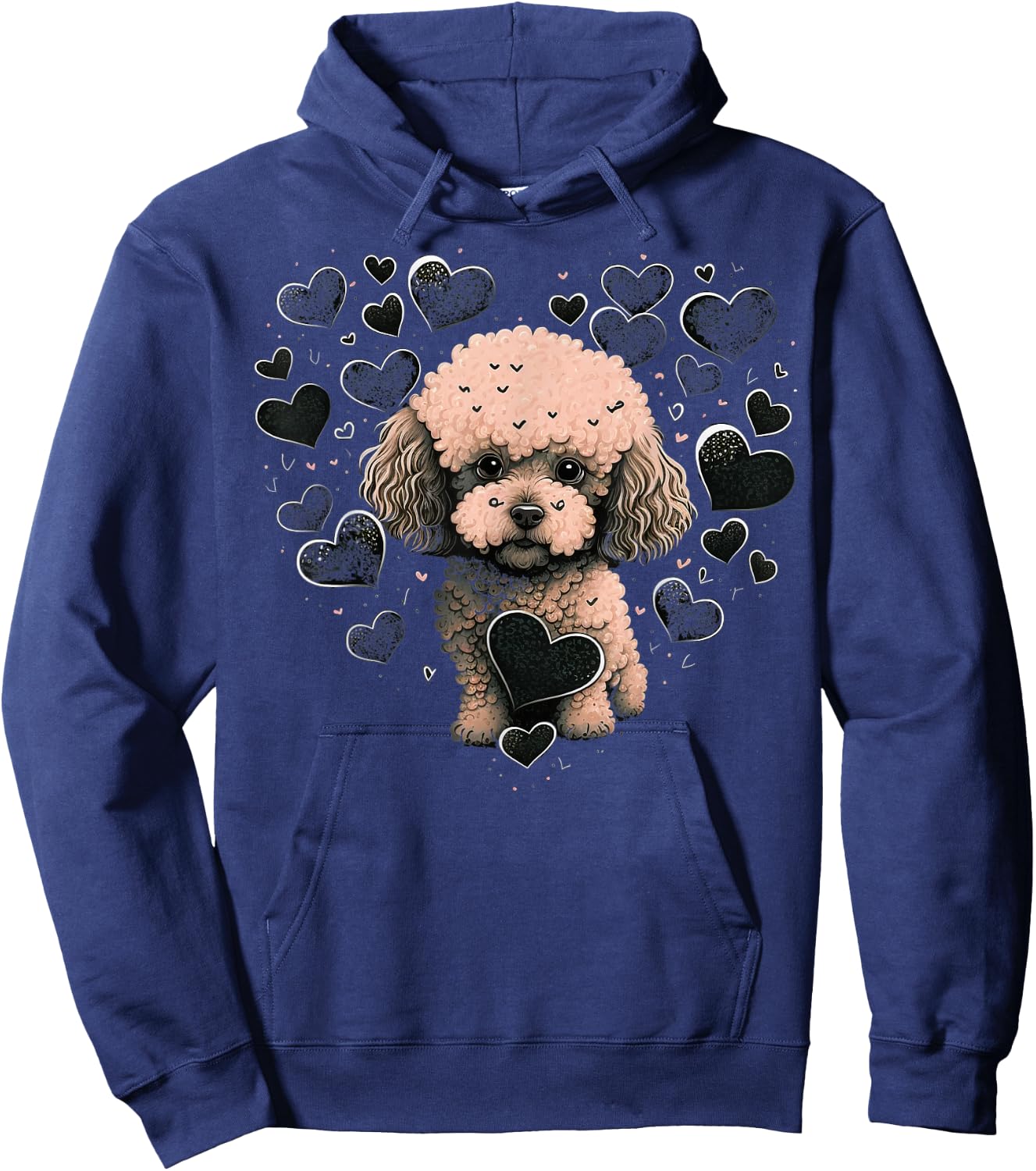 Toy Poodle Love Heart for Valentines Day on Poodle Lover Hoodie - Hoodie | Navy