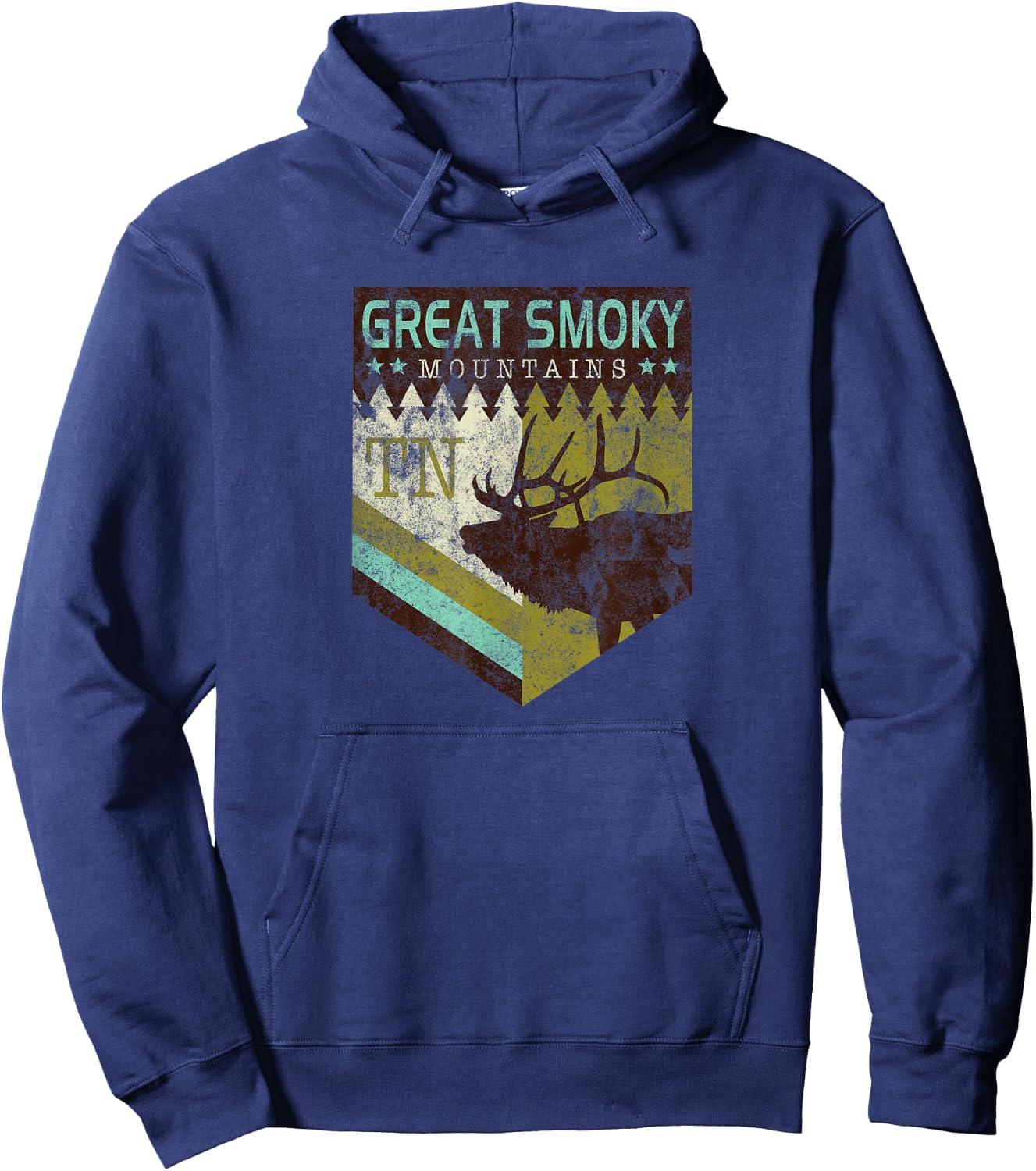 Great Smoky Mountains National Park Vintage Moose Hoodie - Hoodie | Navy