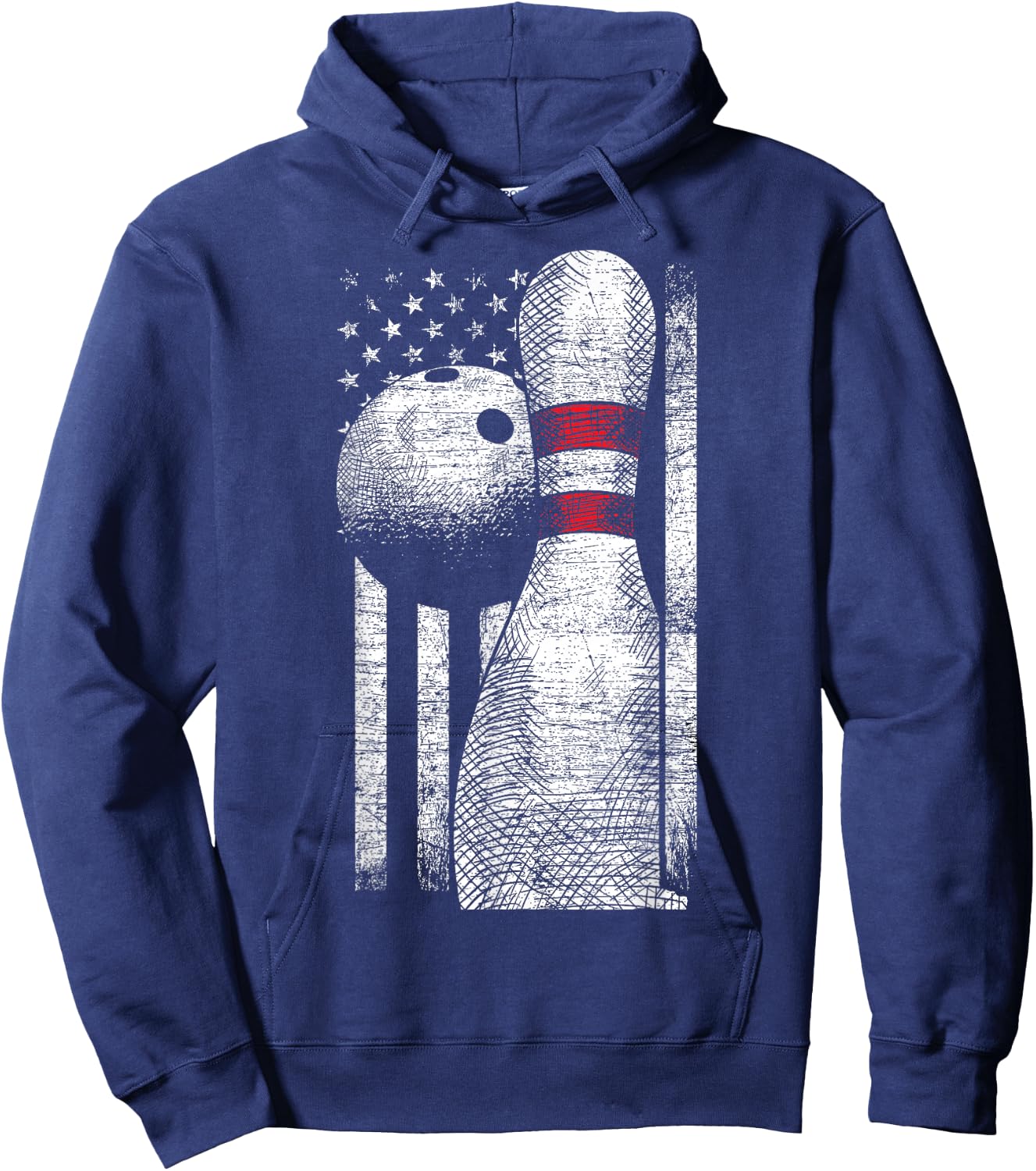 USA Flag Patriotic American Bowler Gift Bowling Ball Bowling Hoodie - Hoodie | Navy