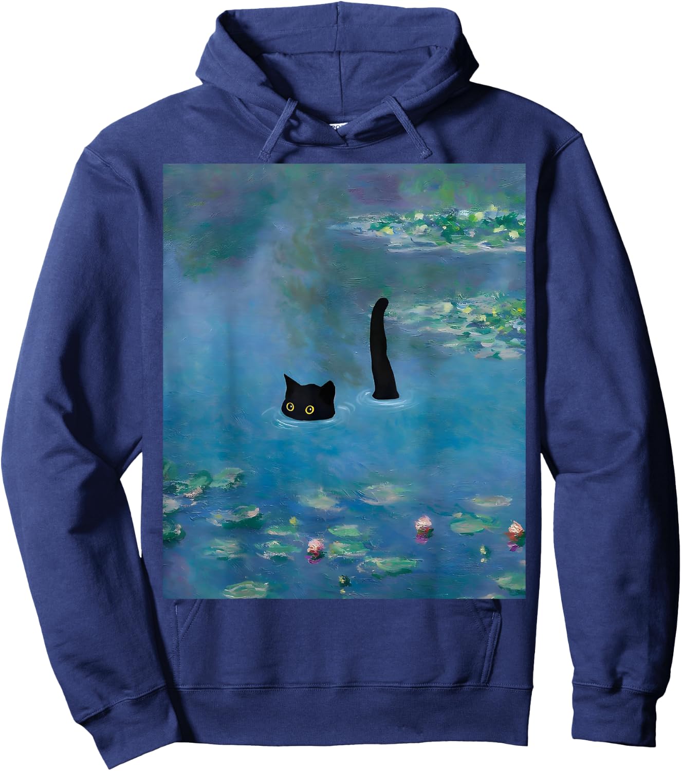 Black Cat Monets Waterlily Hoodie - Hoodie | Navy