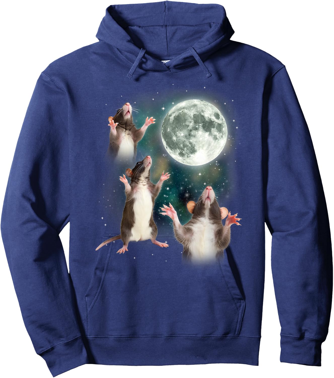 Three Rat Moon | 3 Rats with Dead Moon Oddly Specific Cursed Hoodie - Hoodie | Navy