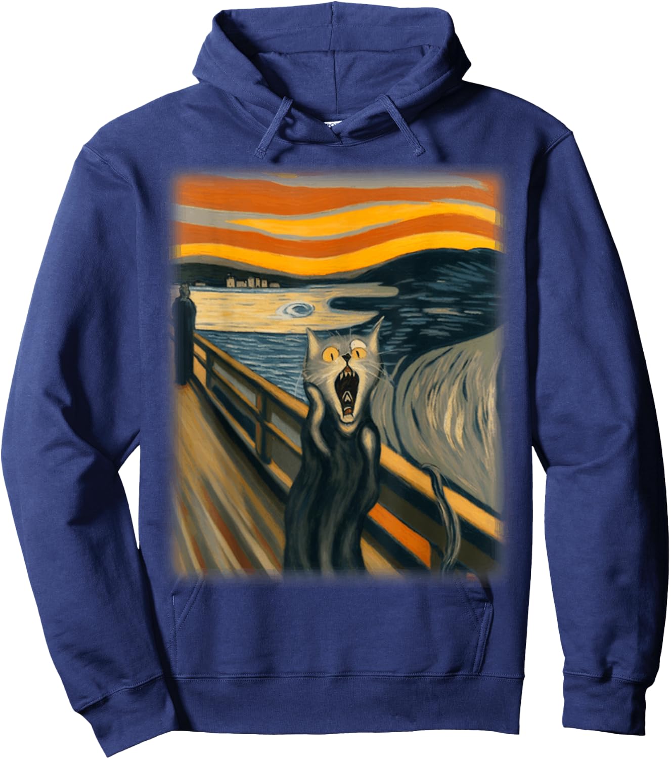 The Scream Cat Funny Munch Cat | Cat Lover, Cat Mom, Cat Dad Hoodie - Hoodie | Navy