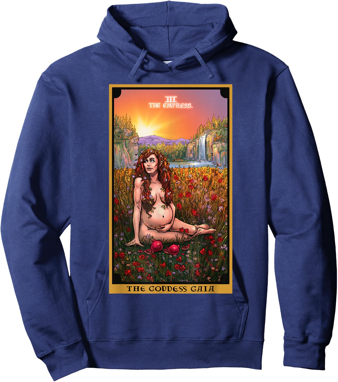 The Goddess Gaia The Empress Tarot Card Greek Pagan Witch Hoodie - Hoodie | Navy