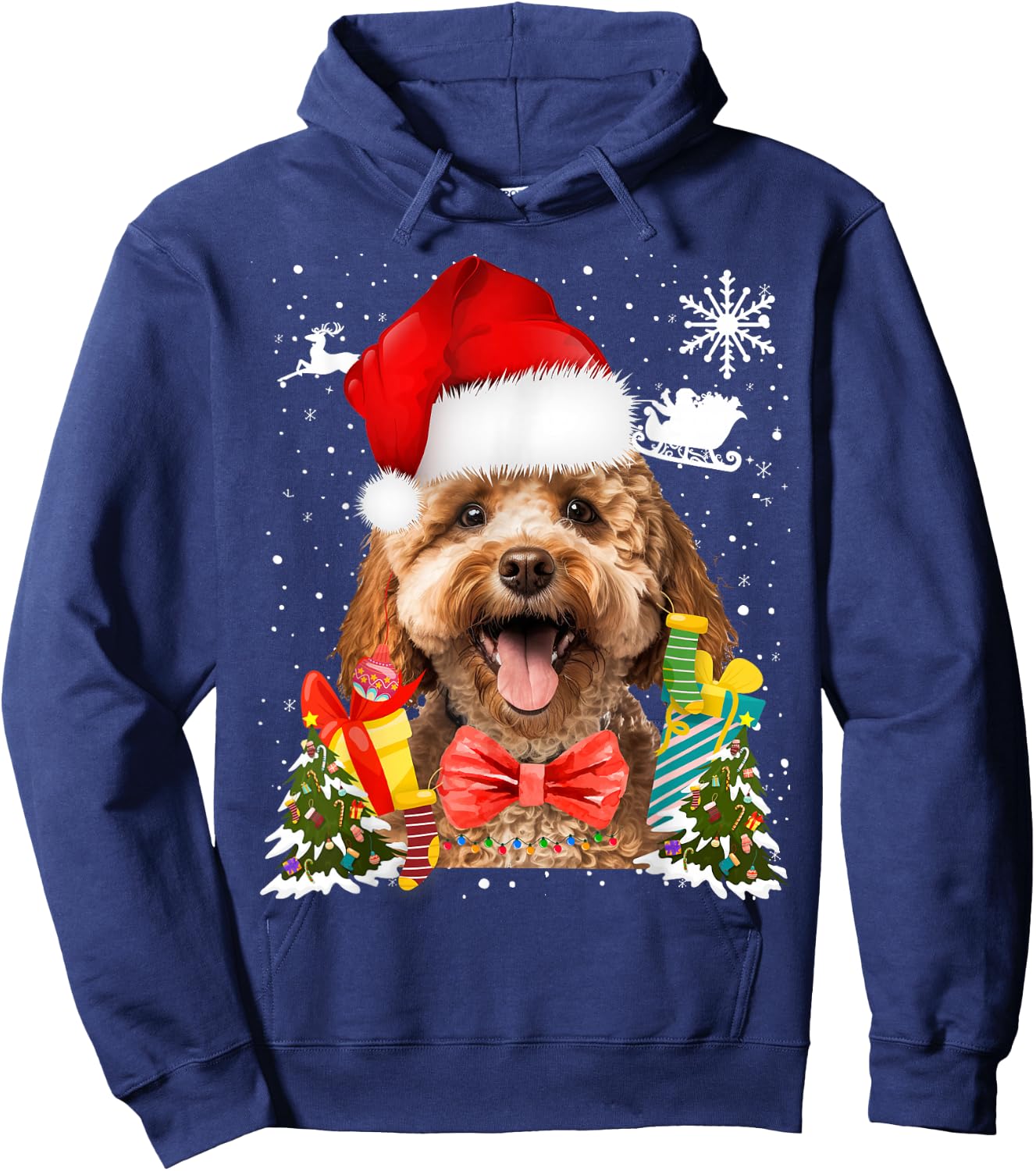 Cavapoo Christmas Outfit Idea For Kids & Christmas Cavapoo Hoodie - Hoodie | Navy