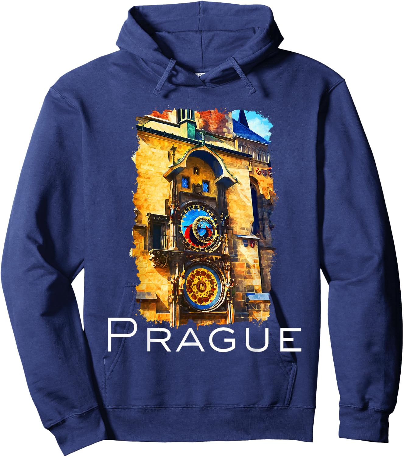 Prague Czech Republic Souvenir Astronomical Clock Prague Hoodie - Hoodie | Navy