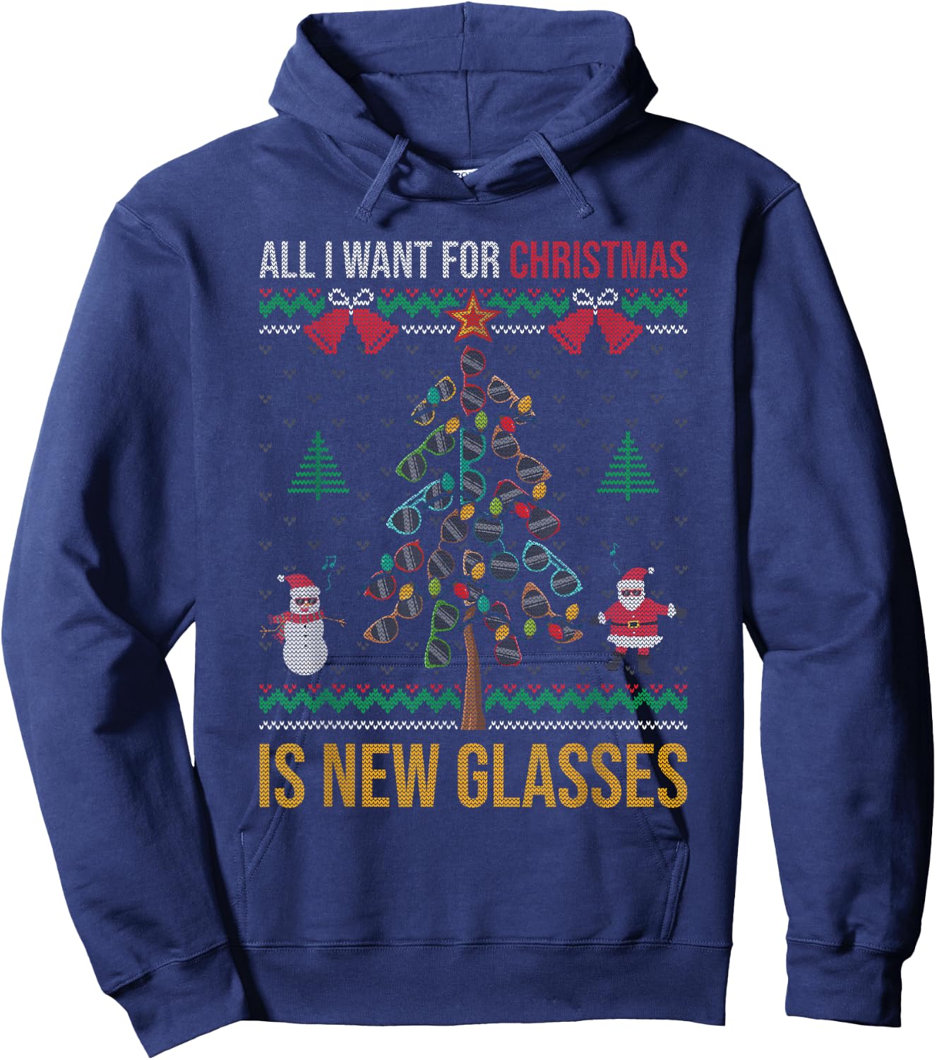 All I Want For Christmas Is New Glasses Optometrist Optician Hoodie - Hoodie | Navy