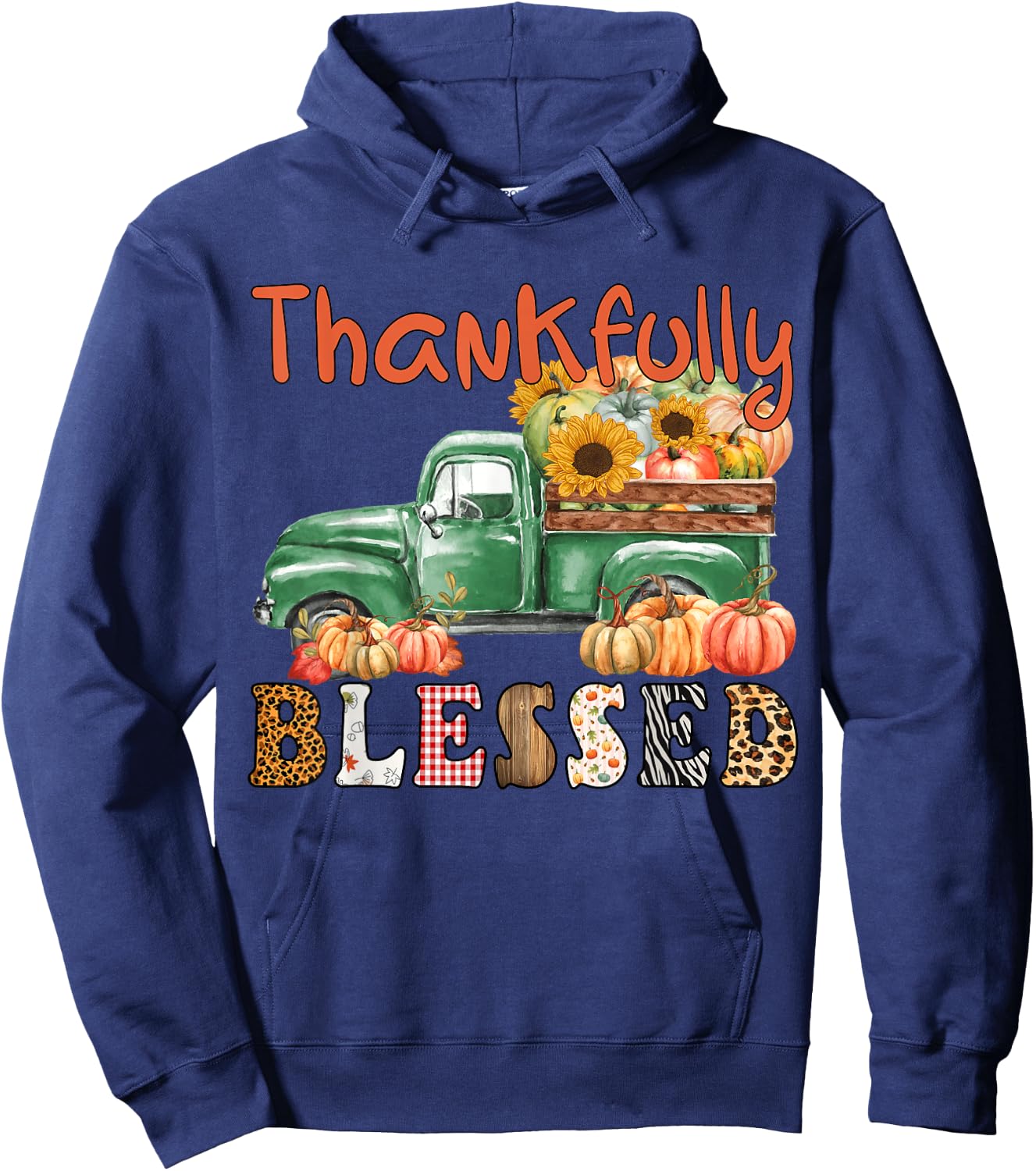Cute It's Fall Y'all Pumpkin Maple Farm Truck Autumn Fall Hoodie - Hoodie | Navy