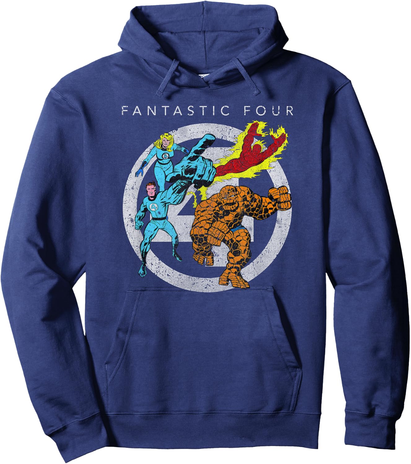 Marvel Fantastic Four Team up Distressed Classic Logo Hoodie - Hoodie | Navy