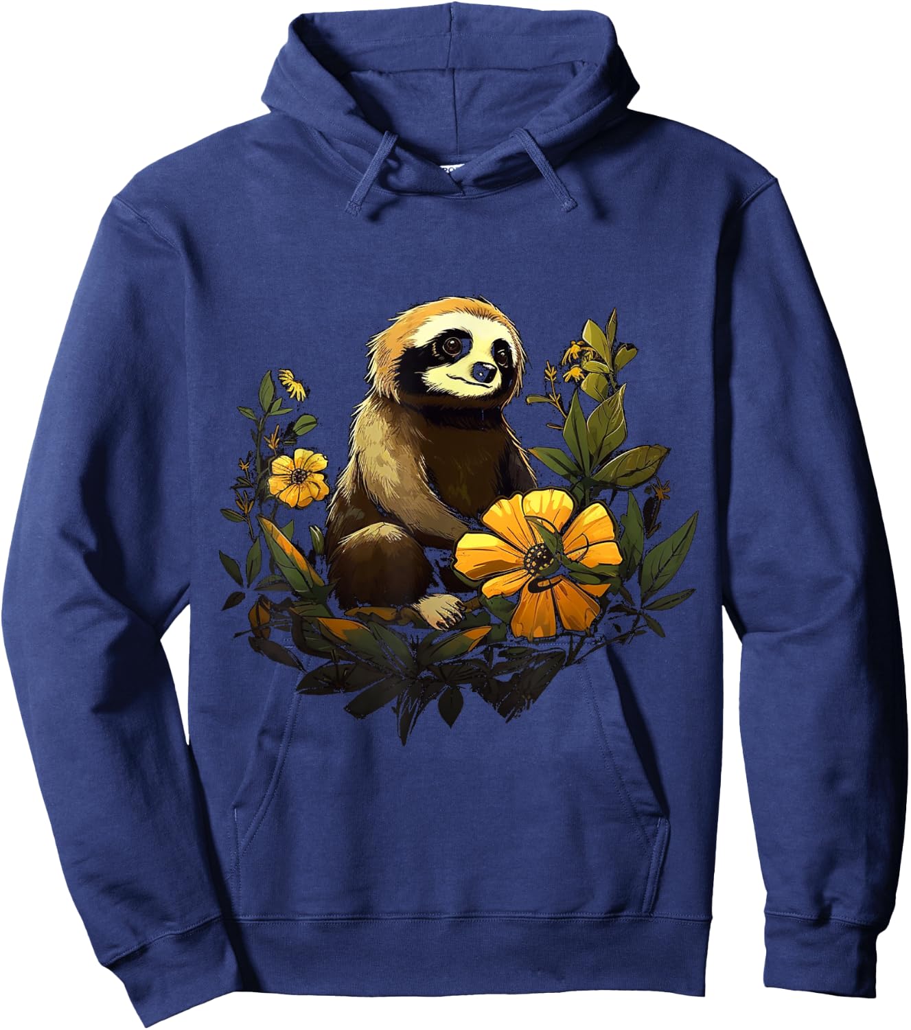 Sloth flowers - animal art animal motif artwork sloth Hoodie - Hoodie | Navy