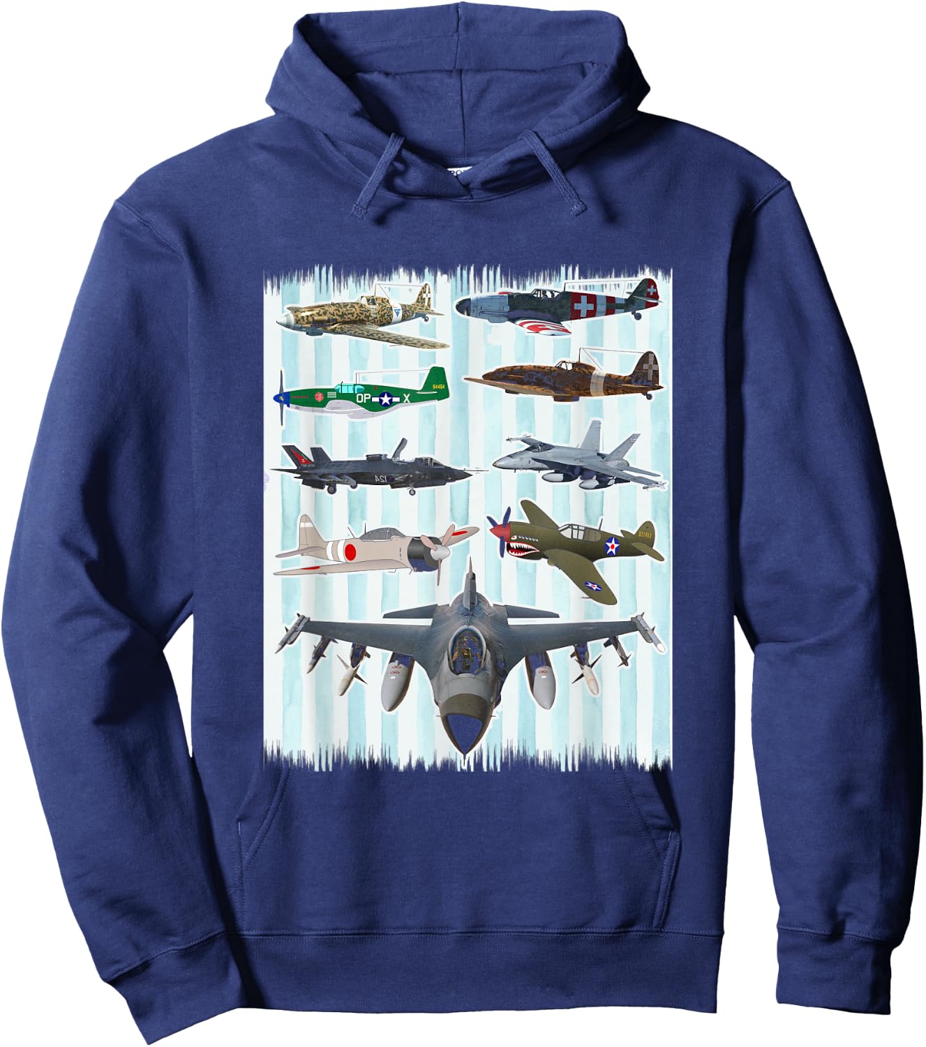 WW2 Planes Warbirds P51 Mustang Spitfire Messerschmitt Hoodie - Hoodie | Navy