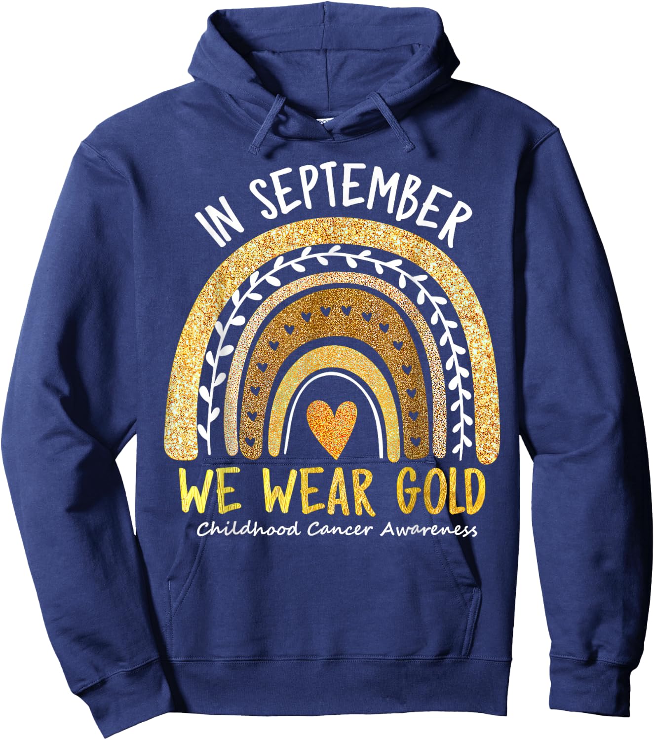 In September We Wear Gold Childhood Cancer Awareness Hoodie - Hoodie | Navy