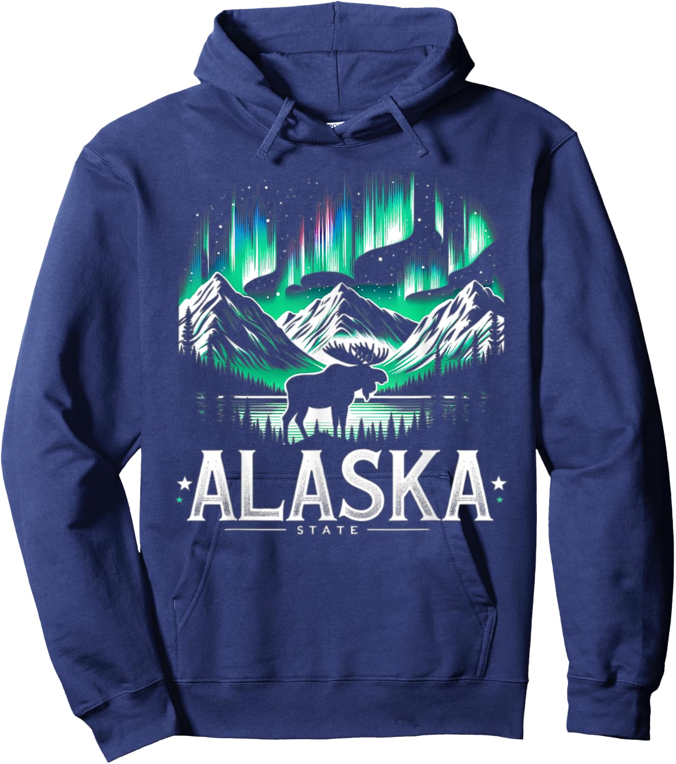 Alaska Day The Last Frontier Alaska Mountain Moose Souvenir Hoodie - Hoodie | Navy