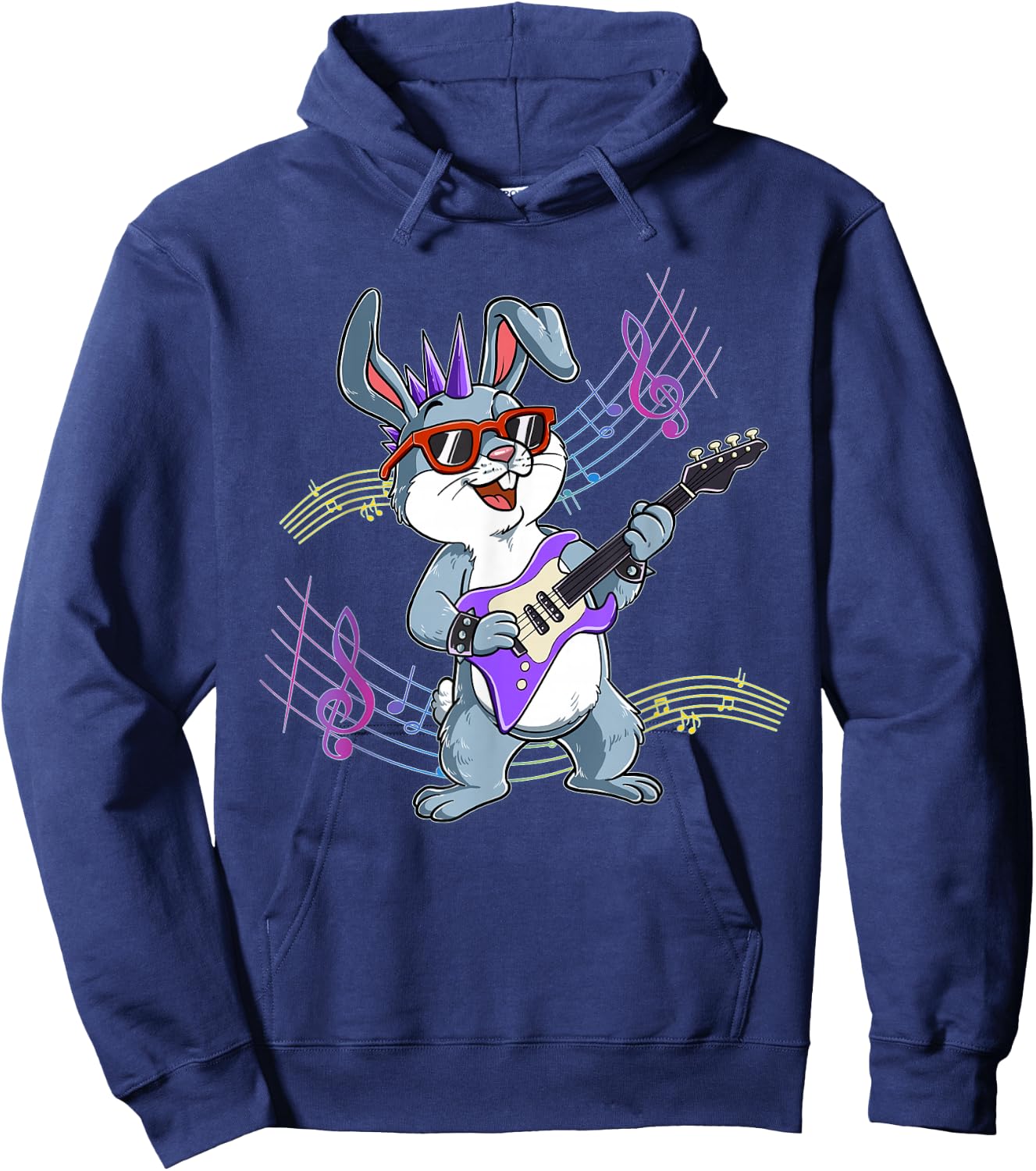 Rabbit Guitar Rockstar Hoodie - Hoodie | Navy