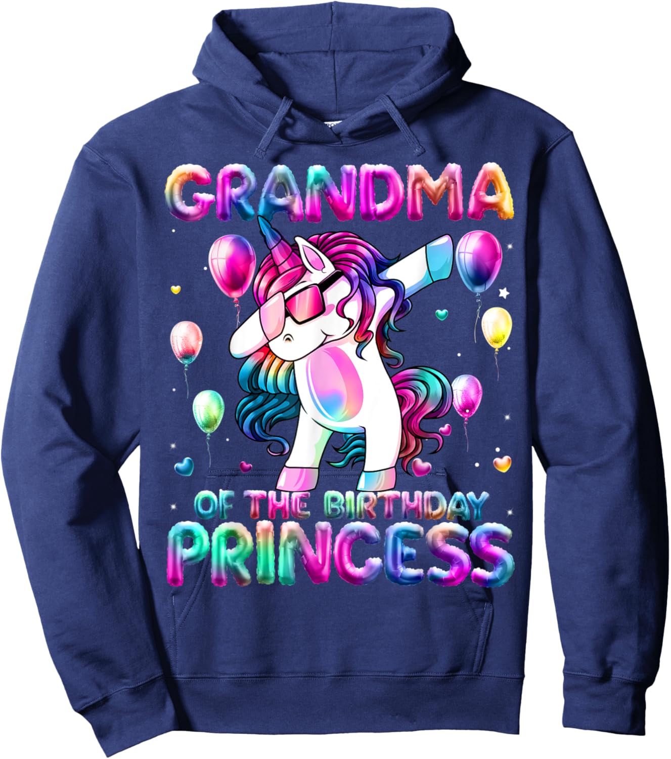 Grandma of the Birthday Princess Girl Dabbing Unicorn Mimi Hoodie - Hoodie | Navy