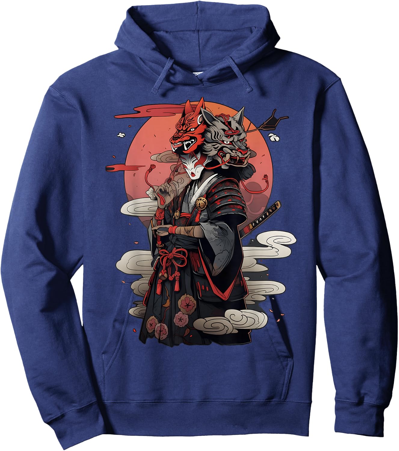 Samurai Strength And Courage Design With Animal Heads Hoodie - Hoodie | Navy