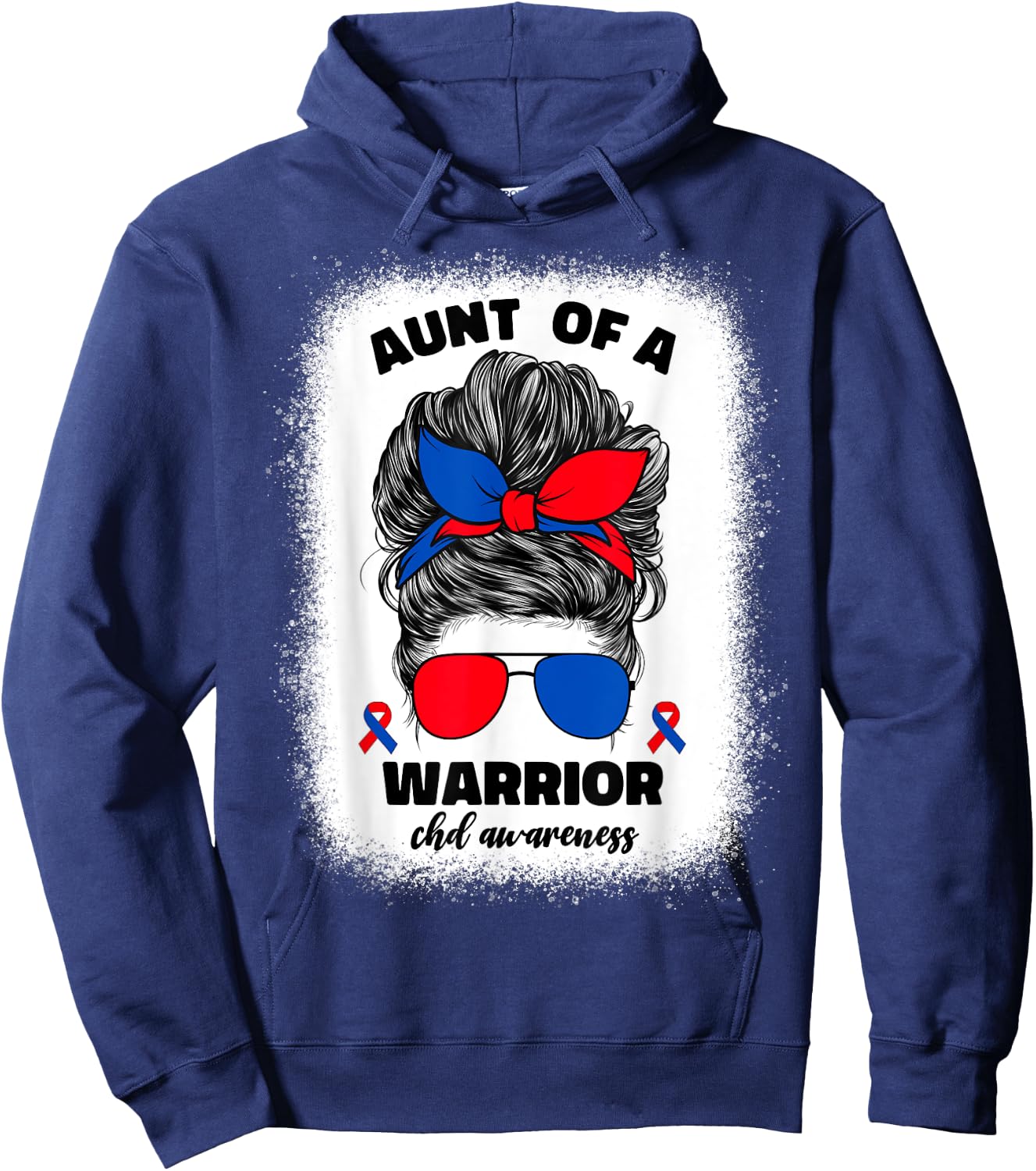 Aunt of a Warrior CHD Congenital Heart Defect Awareness Aunt Hoodie - Hoodie | Navy