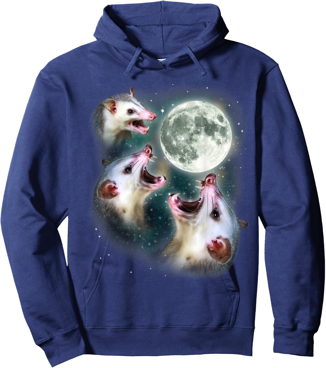 Possum Moon Shirt | 3 Opossums Weird Dead Moon Cursed Meme Hoodie - Hoodie | Navy