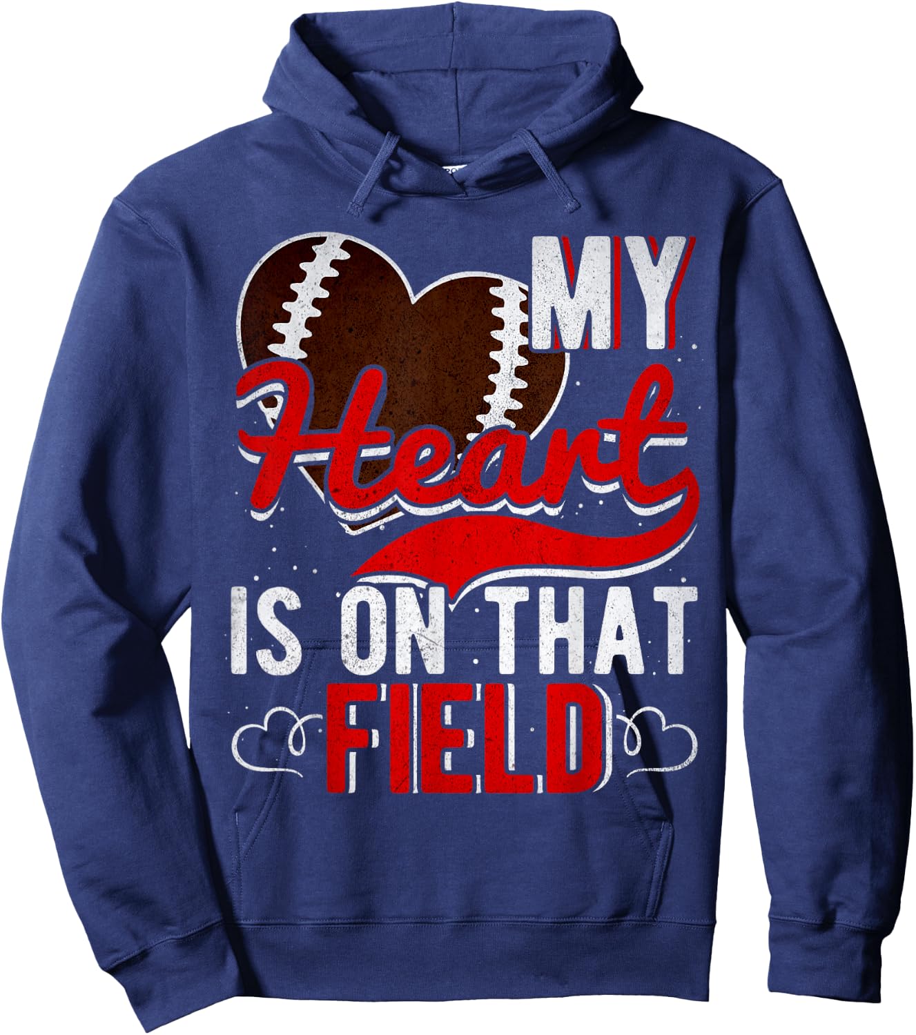 My Heart Is On That Field Football Hoodie - Hoodie | Navy