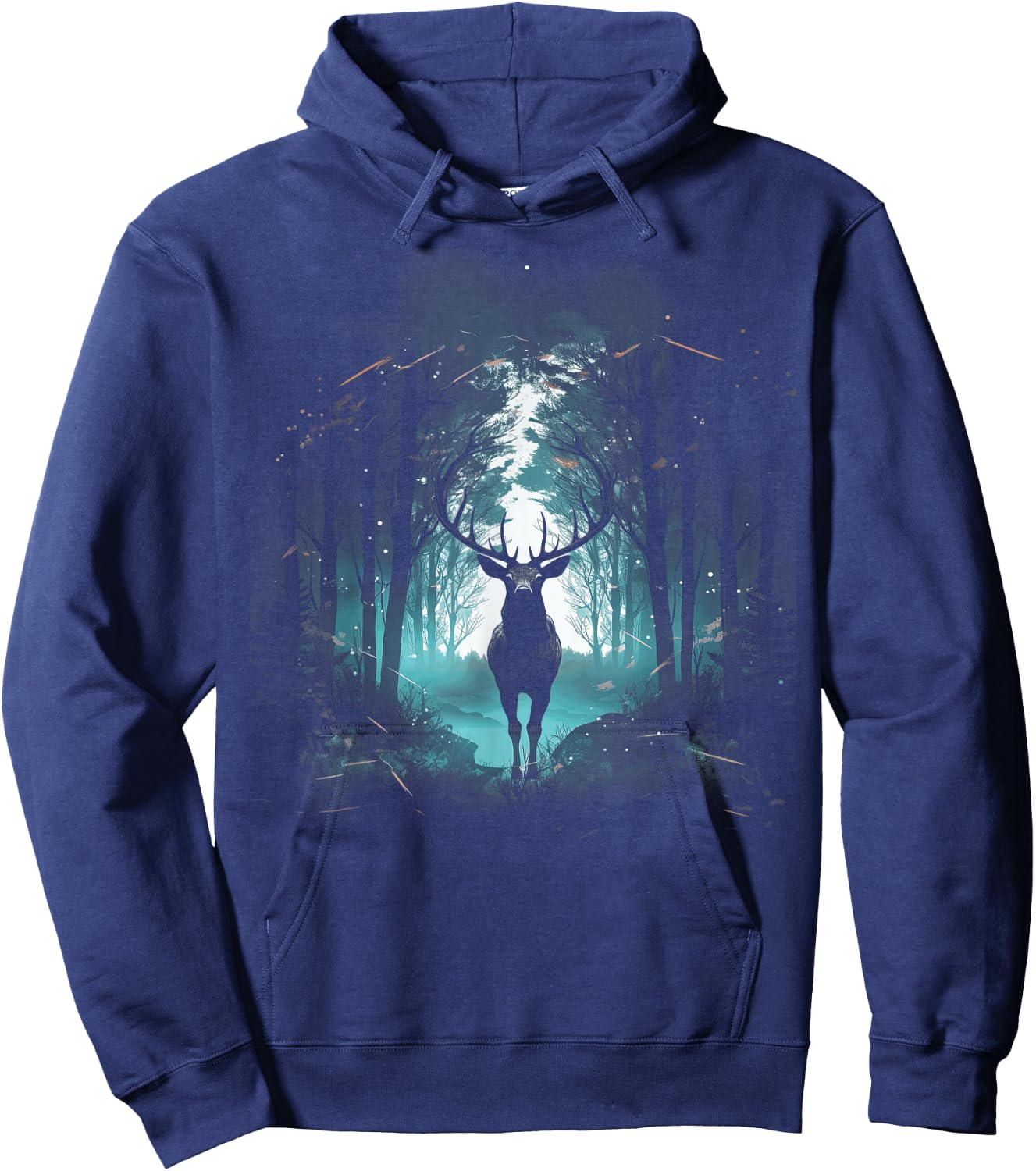 Forest Deer Wildlife Animal Illustration Hoodie - Hoodie | Navy