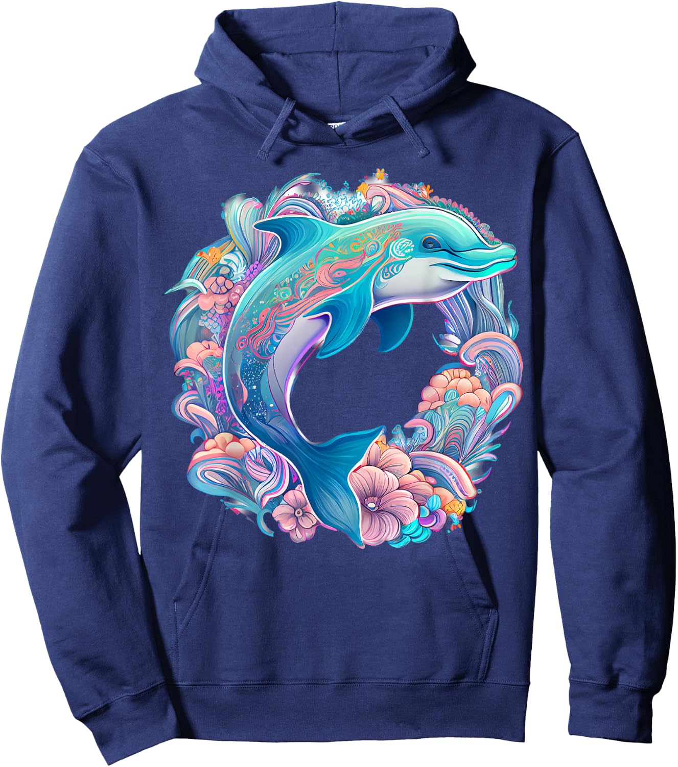 Easter Festive Illustration with Charming Dolphin Artwork Hoodie - Hoodie | Navy