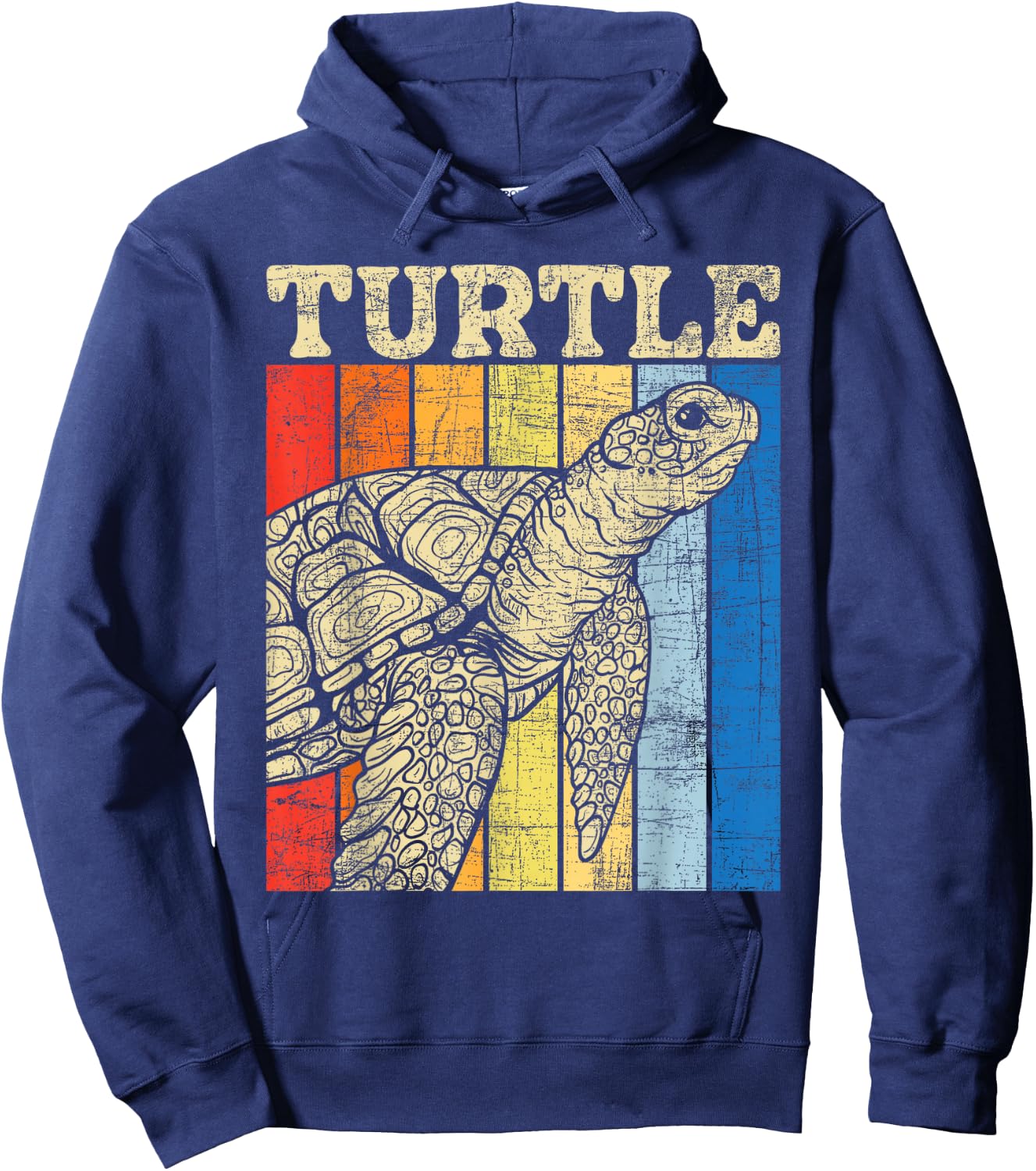Turtle - Retro Vintage Ocean Sea Animal Wildlife Zookeeper Hoodie - Hoodie | Navy