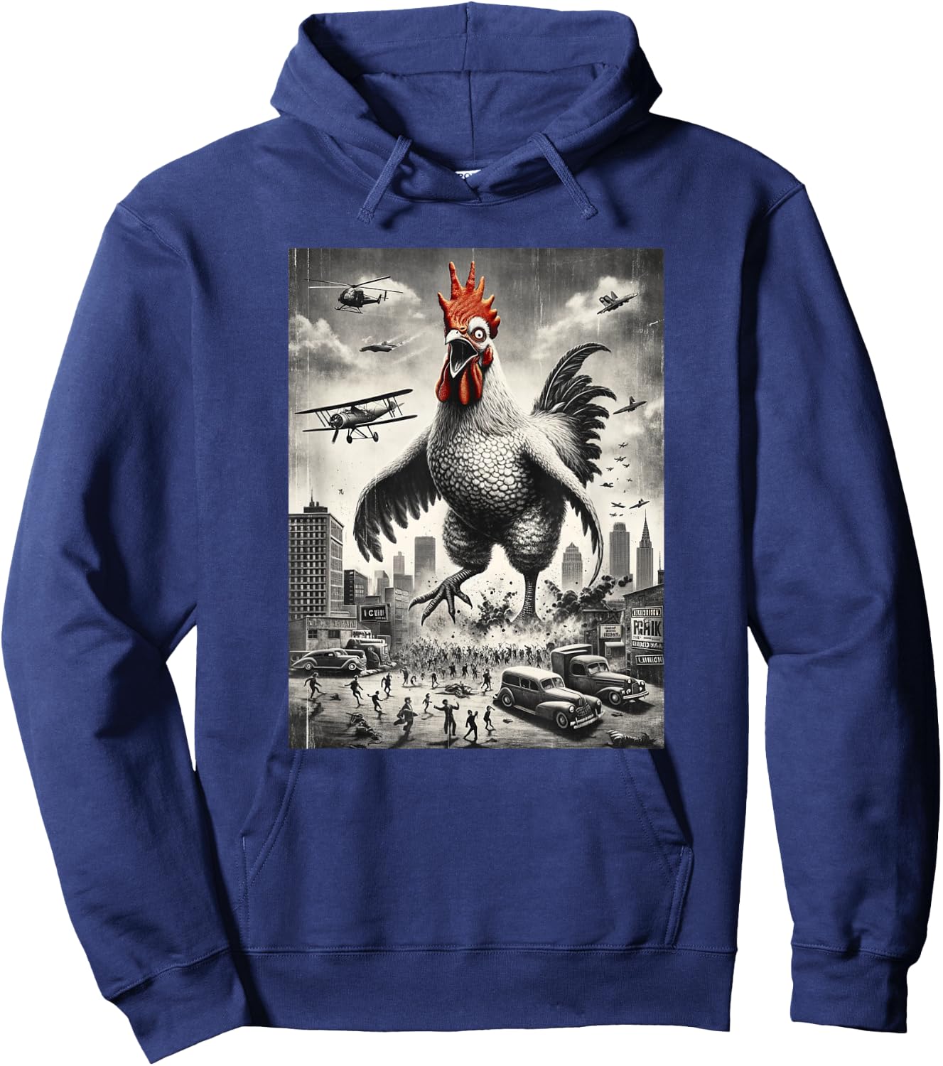 Funny Chickenzilla Monster Movie Parody Men Women Kids Hoodie - Hoodie | Navy