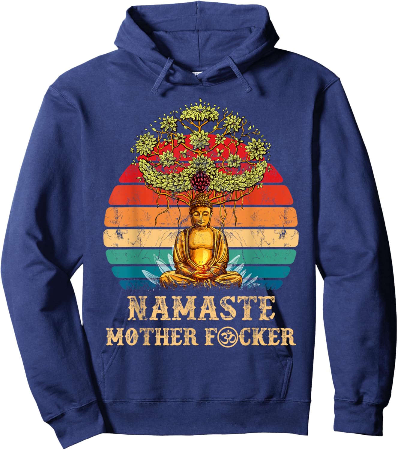 Namaste Mother F cker Vintage Buddha Funny Yoga Meditation Hoodie - Hoodie | Navy