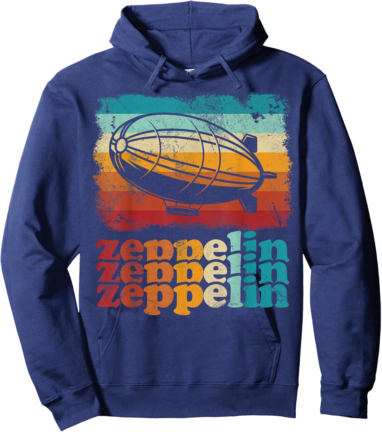 Dirigible Airship Retro Zeppelin 70s 80s Zepelin Zepplin Hoodie - Hoodie | Navy