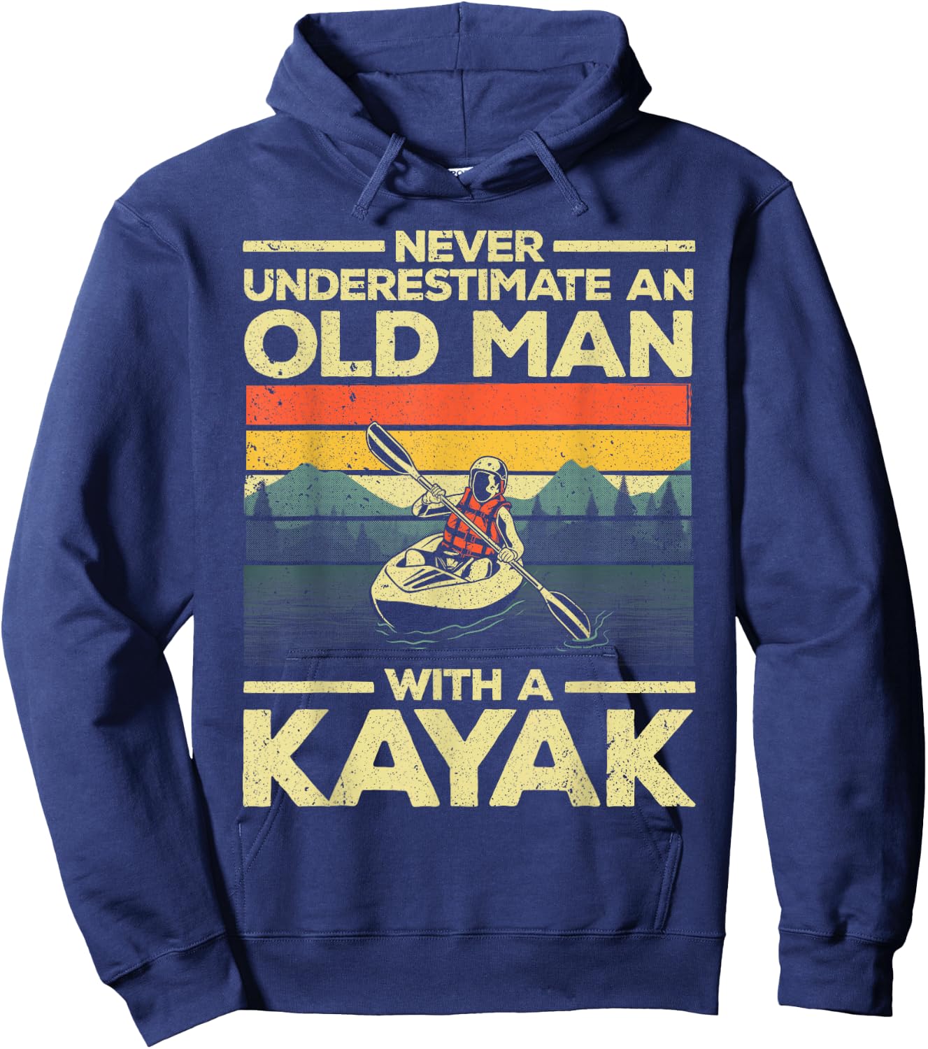 Funny Kayaking Design Grandpa Kayaker Kayak Lovers Hoodie - Hoodie | Navy