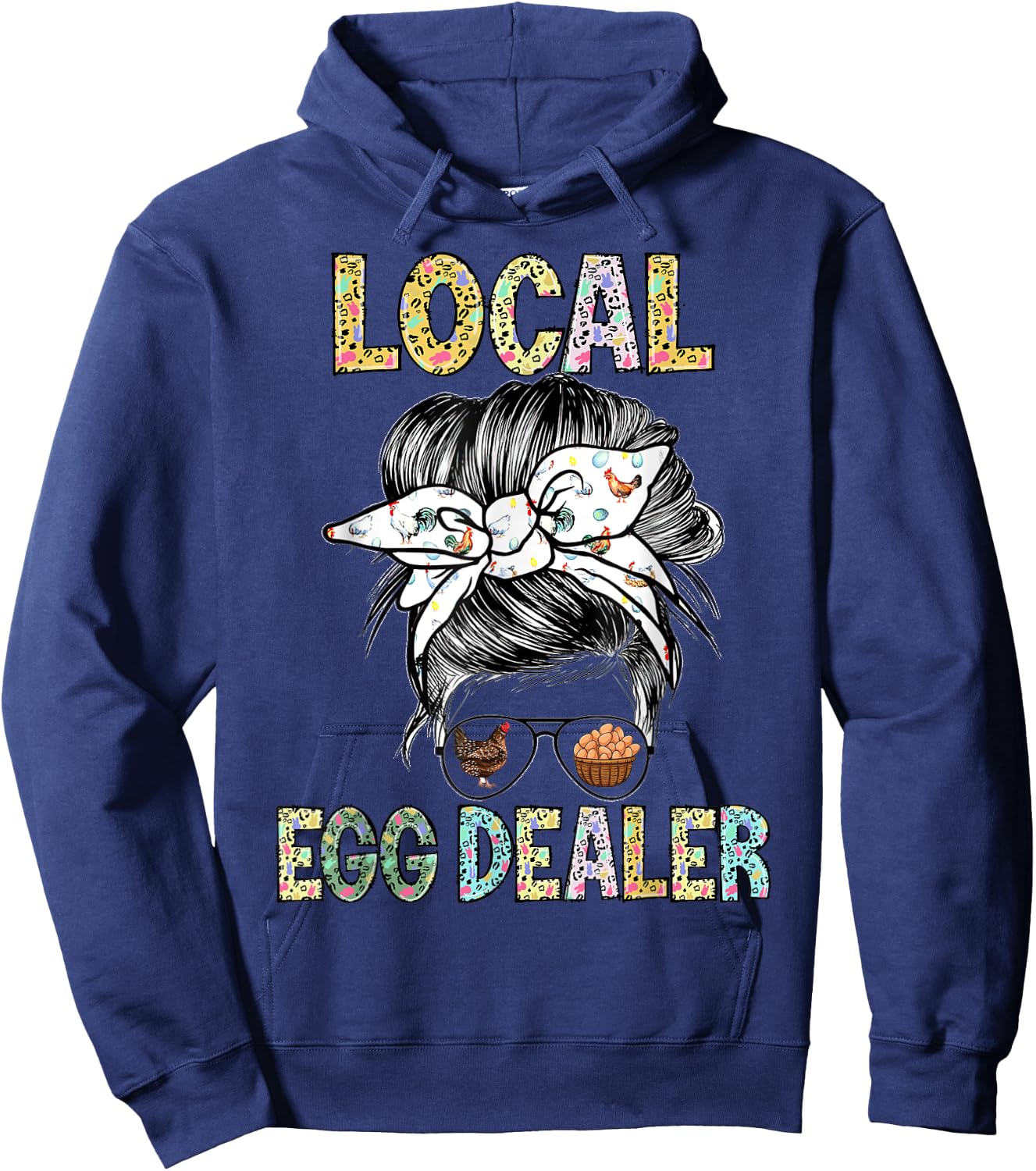 Local Egg Dealer Funny Bleached Chicken Lover Farm Farmer Hoodie - Hoodie | Navy