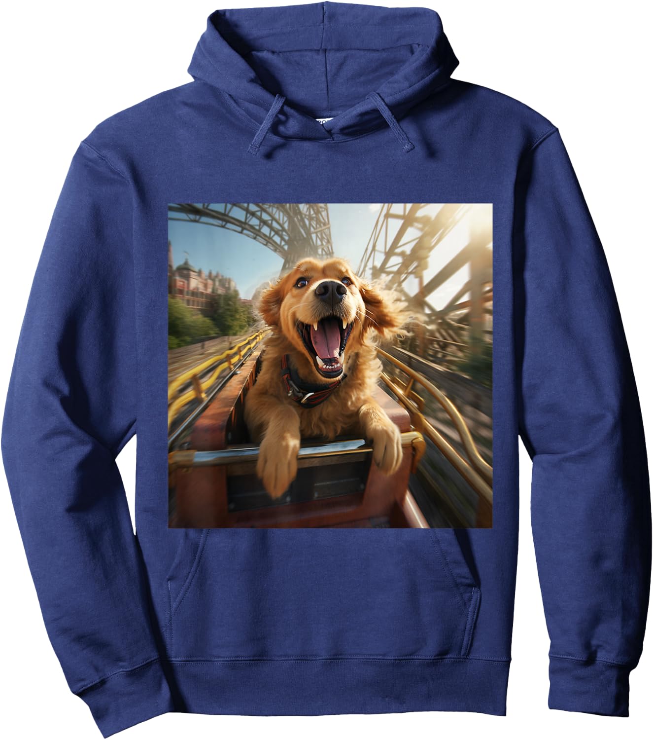 Labrador Retriever Puppy Dog Riding Roller Coaster Men Women Girls Kids Hoodie - Hoodie | Navy