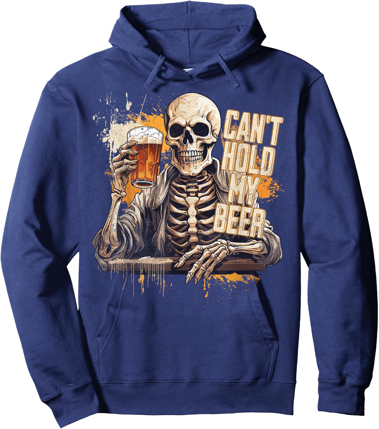 I Can't Hold My Beer Funny Craft Drinking Skeleton Hoodie - Hoodie | Navy