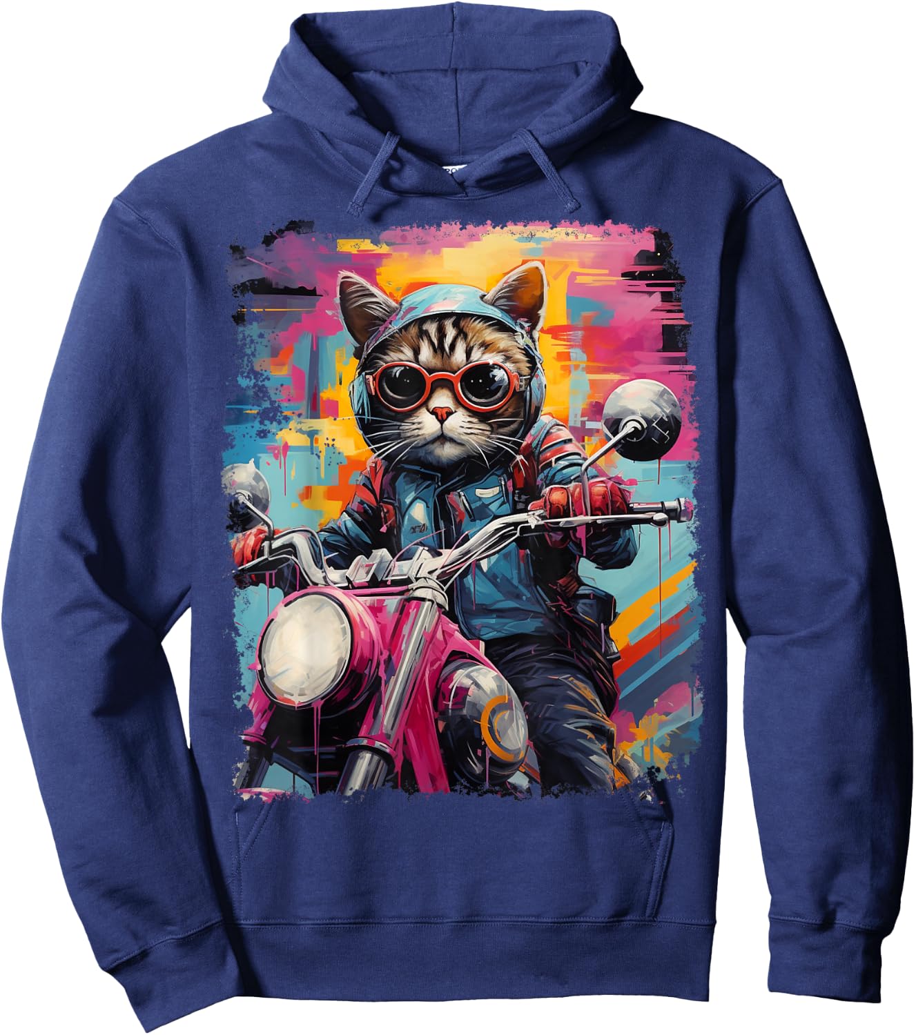 Motorbike Gear Cat on Motorcycle Hoodie - Hoodie | Navy