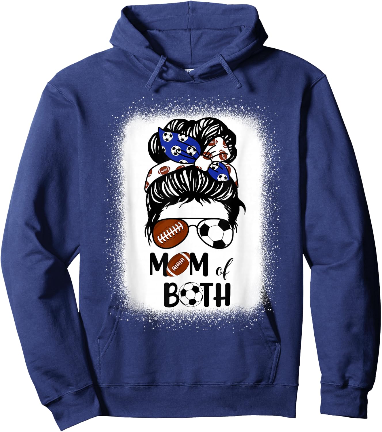 Messy Bun Soccer Mom Football Mom Of Both Mothers Day Hoodie - Hoodie | Navy
