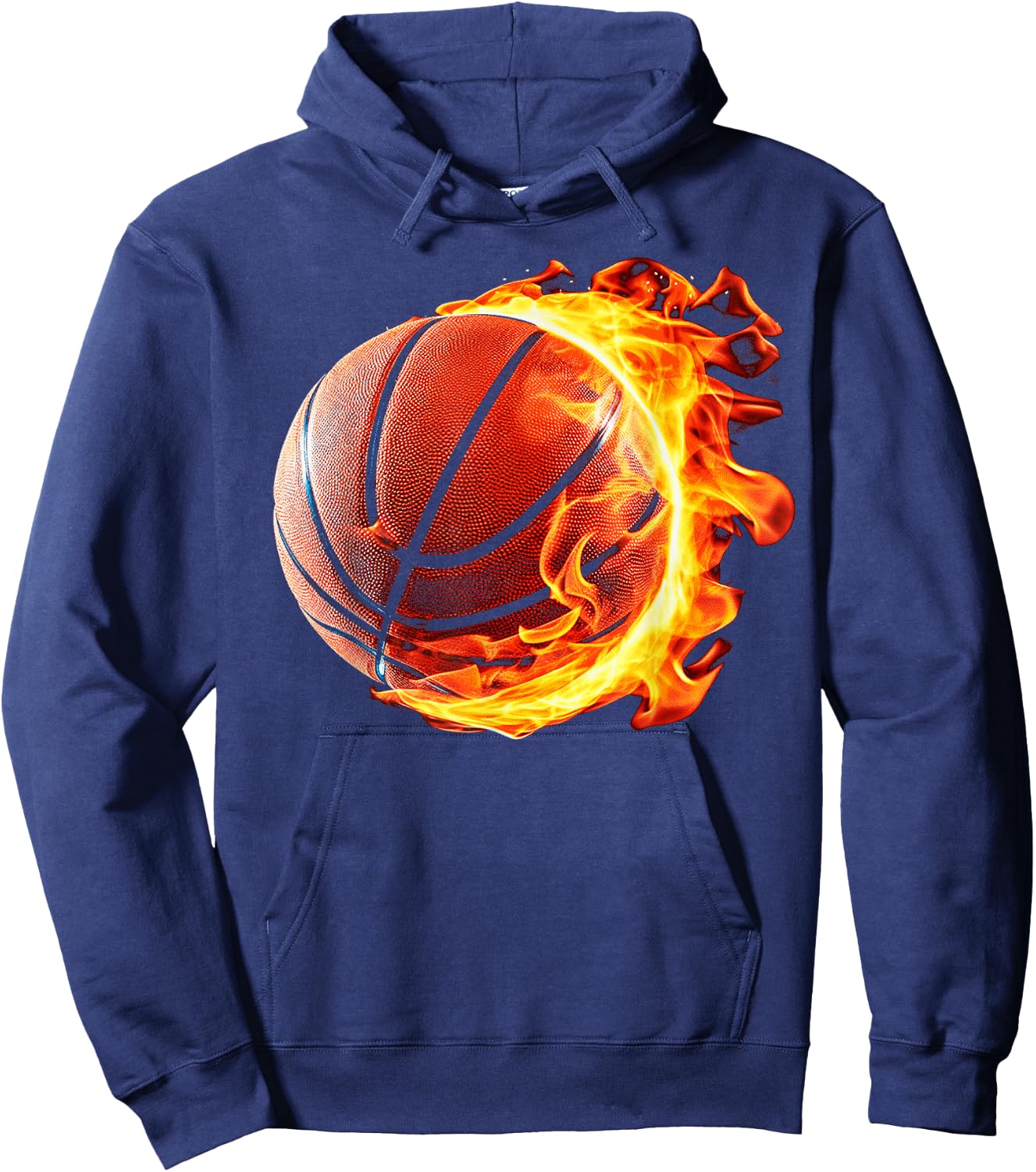 Fire Basketball Ball Flaming Basketball Player Hoodie - Hoodie | Navy