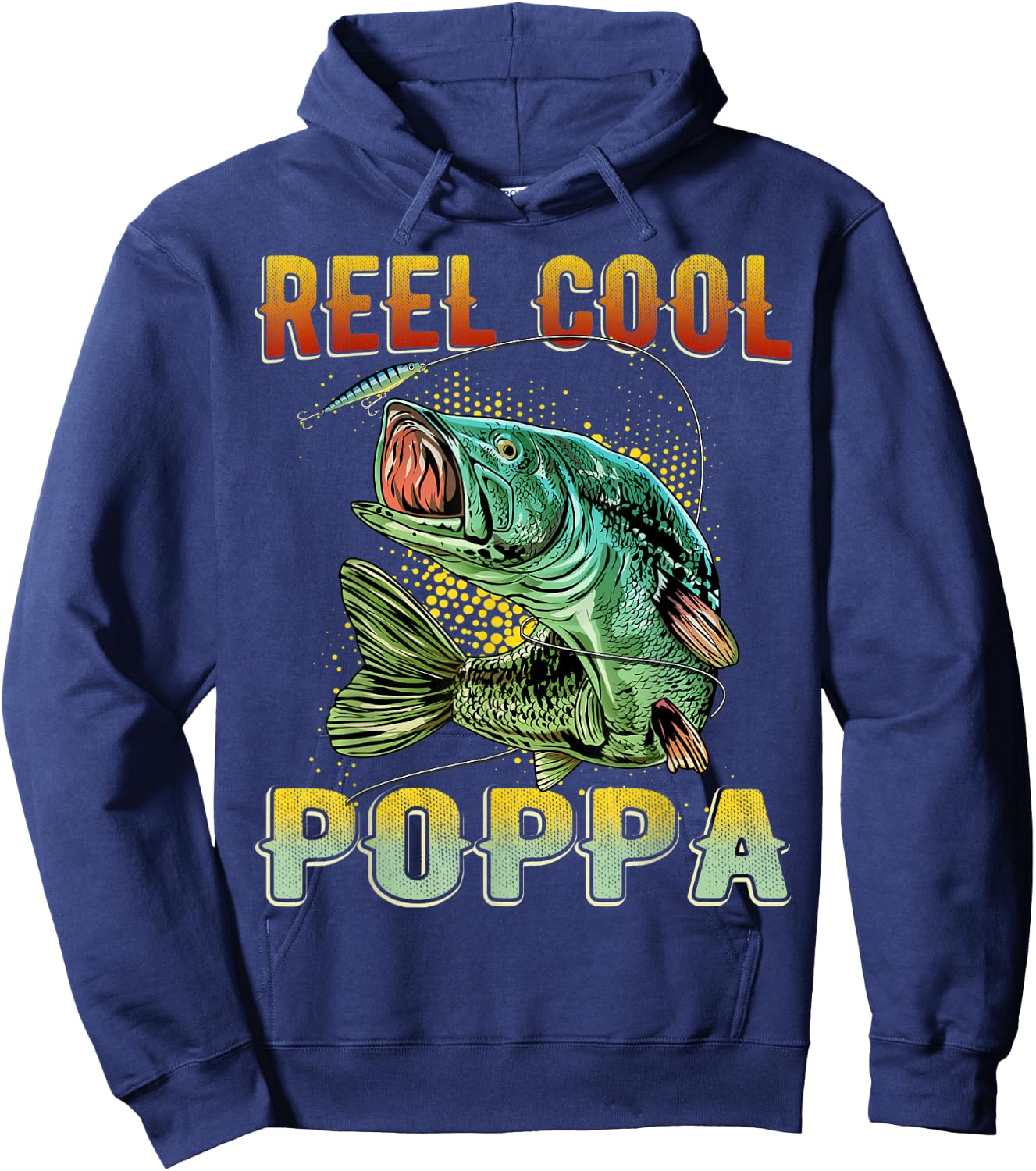 Funny Fathers Day Vintage Fishing Reel Cool Poppa Hoodie - Hoodie | Navy