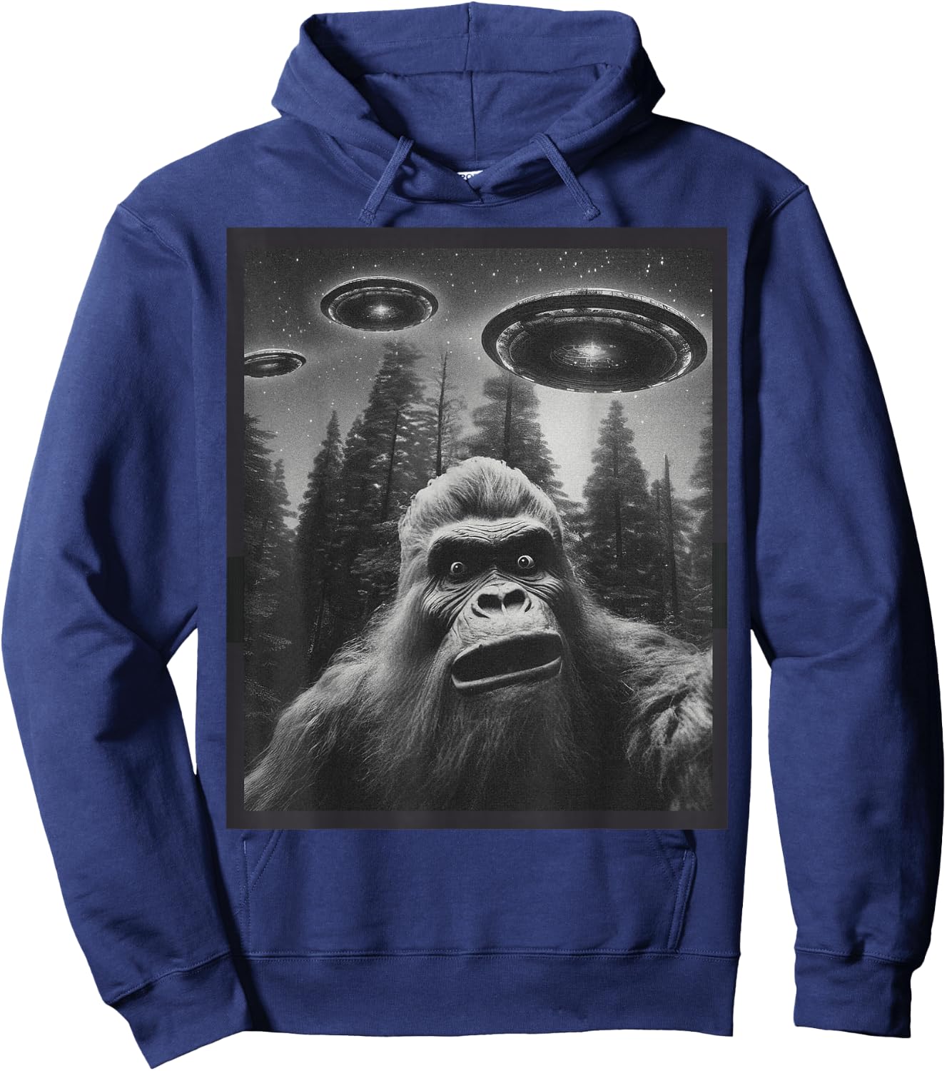 CAT Funny Women Bigfoot Sasquatch Alien UFO Hoodie - Hoodie | Navy