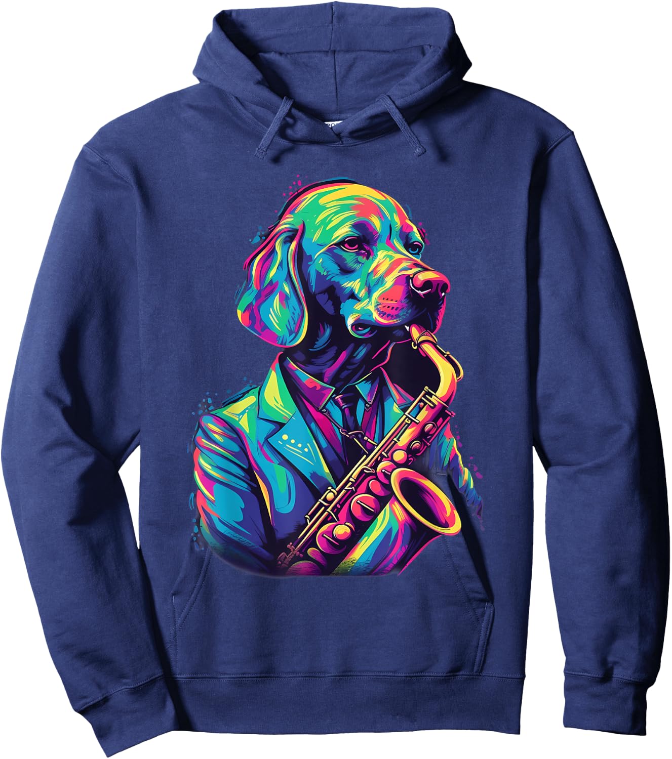 Jazz Musician Labrador Retriever Dog Saxophone Hoodie - Hoodie | Navy